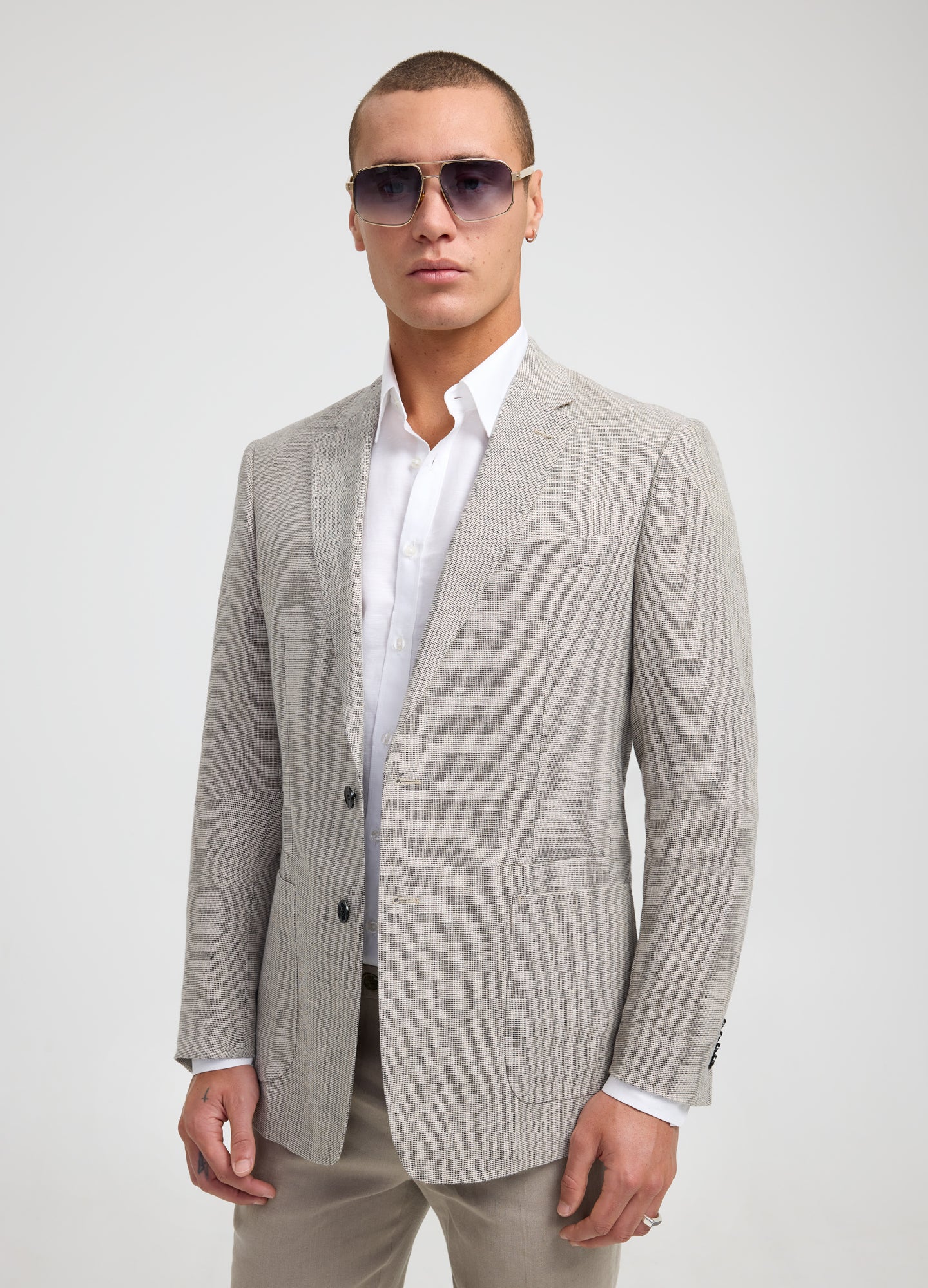 End on End Linen Blazer Natural - Image 3