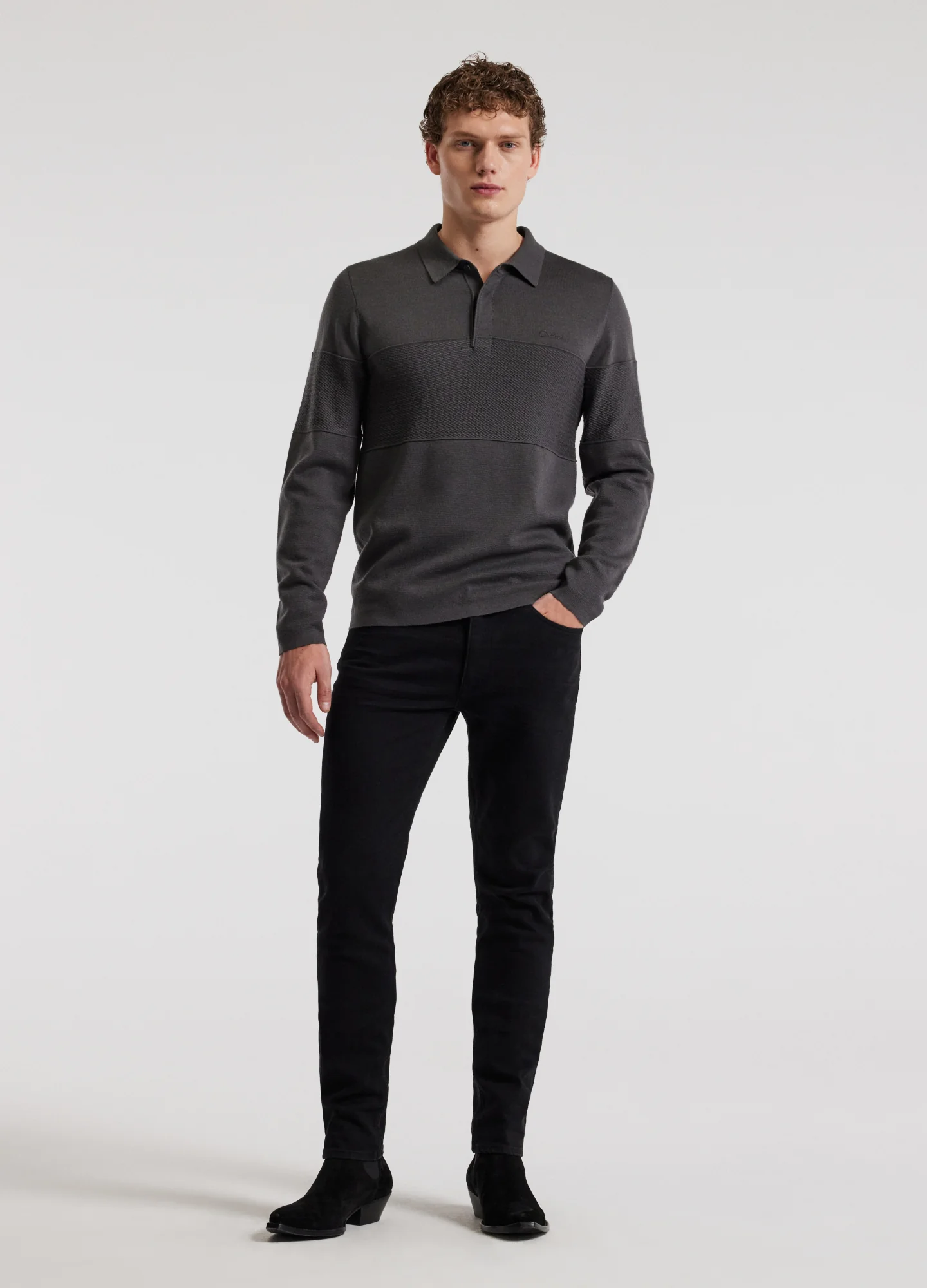 Fitted Rugby Sweater Steel Grey - Image 3
