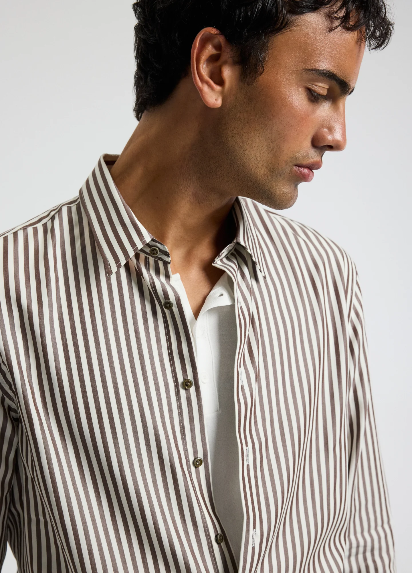 Fluid Stripe Shirt Chocolate - Image 4
