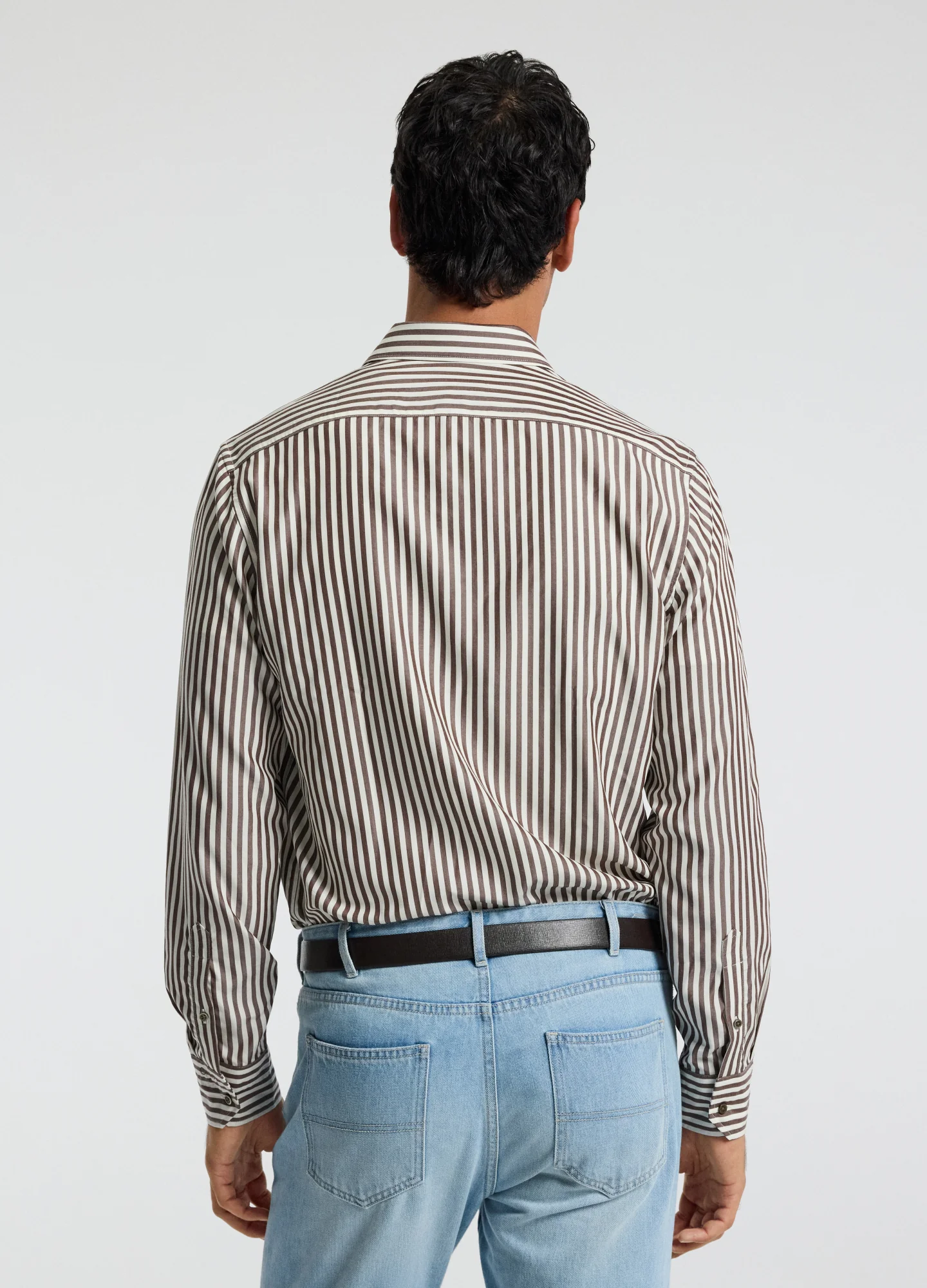 Fluid Stripe Shirt Chocolate - Image 5