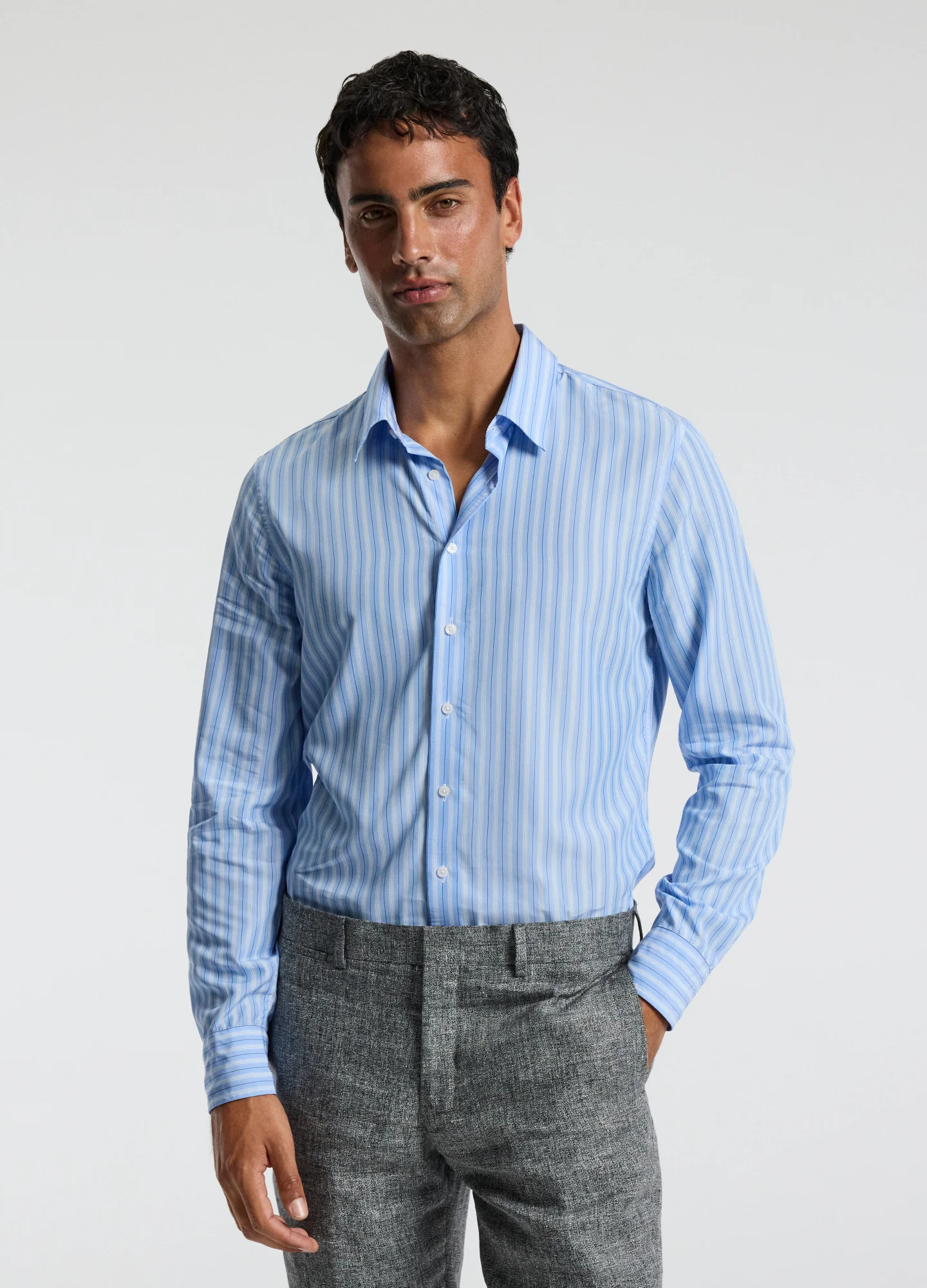 Fluid Stripe Shirt Pale Blue - Image 3