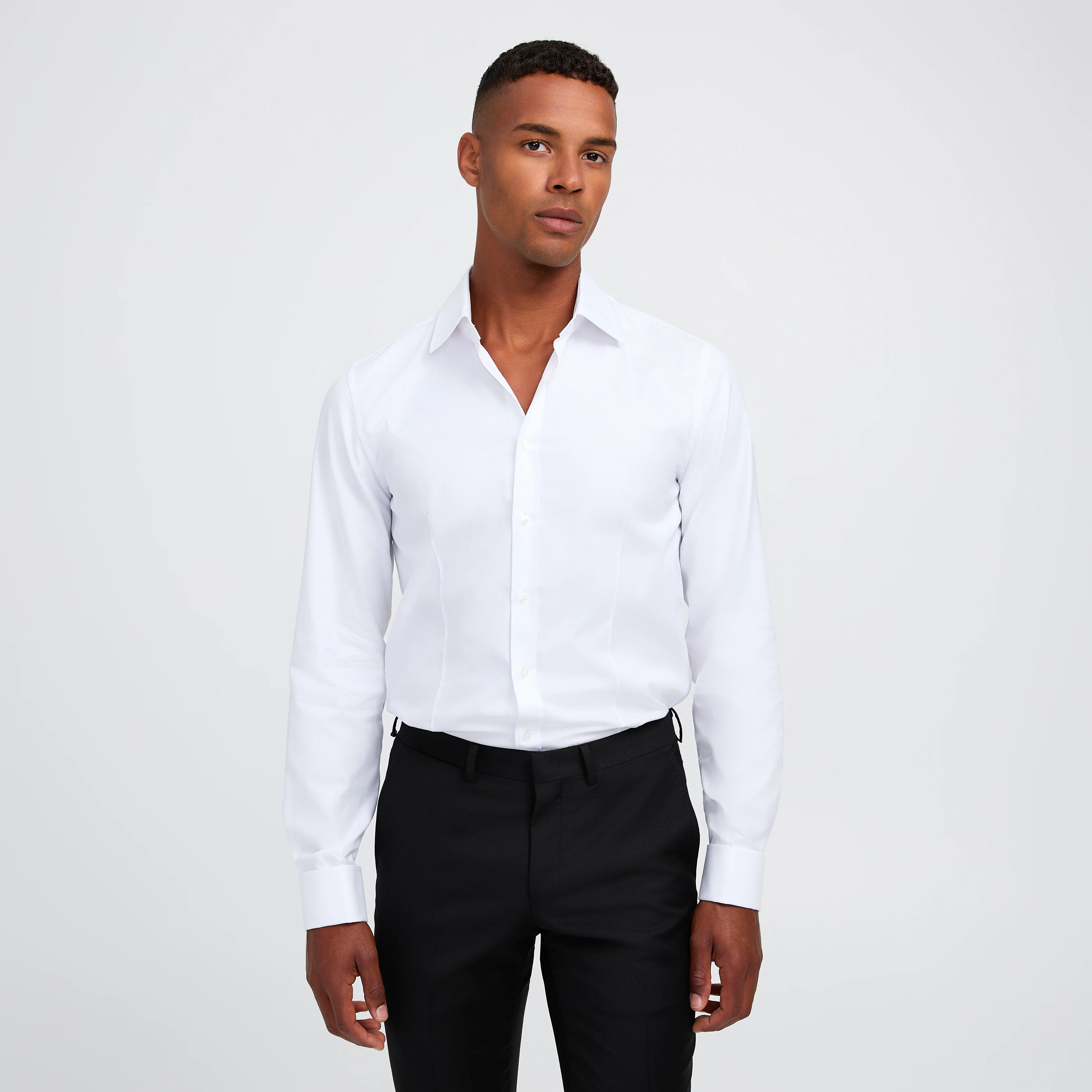 French Cuffed Textured Shirt White - Image 3