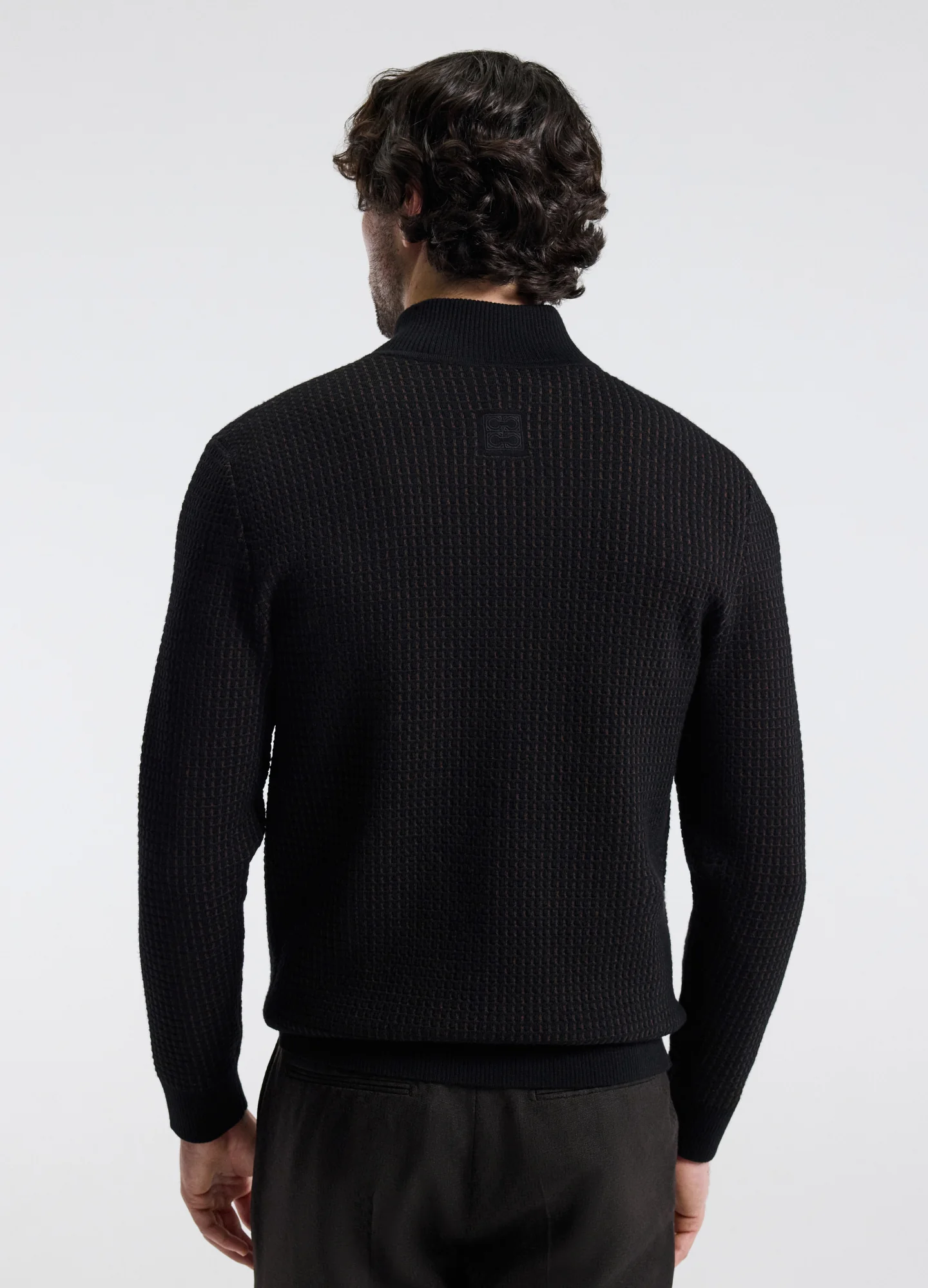 Geometric Jacquard Cardigan Chocolate - Image 5
