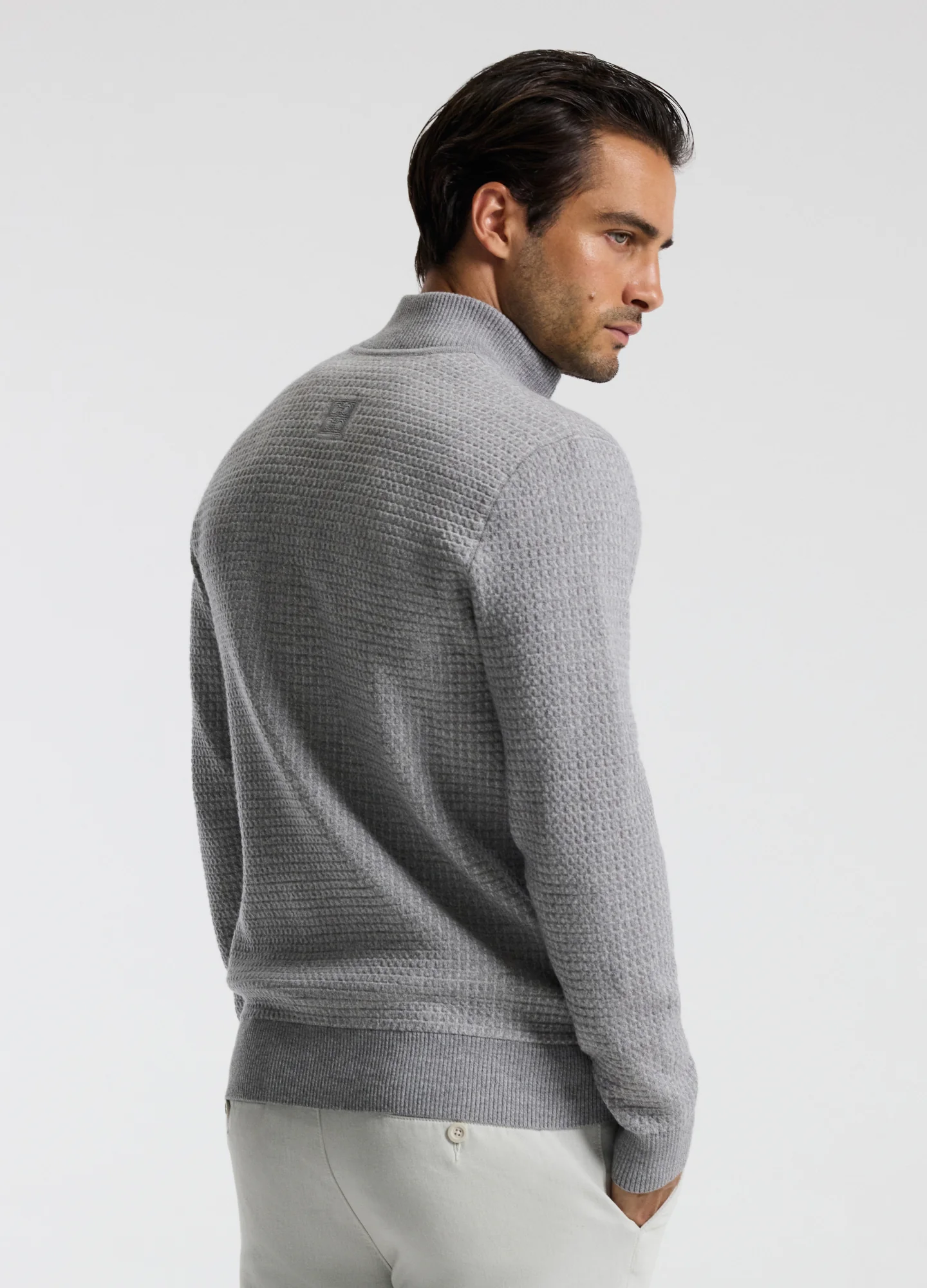 Geometric Jacquard Cardigan Grey - Image 5