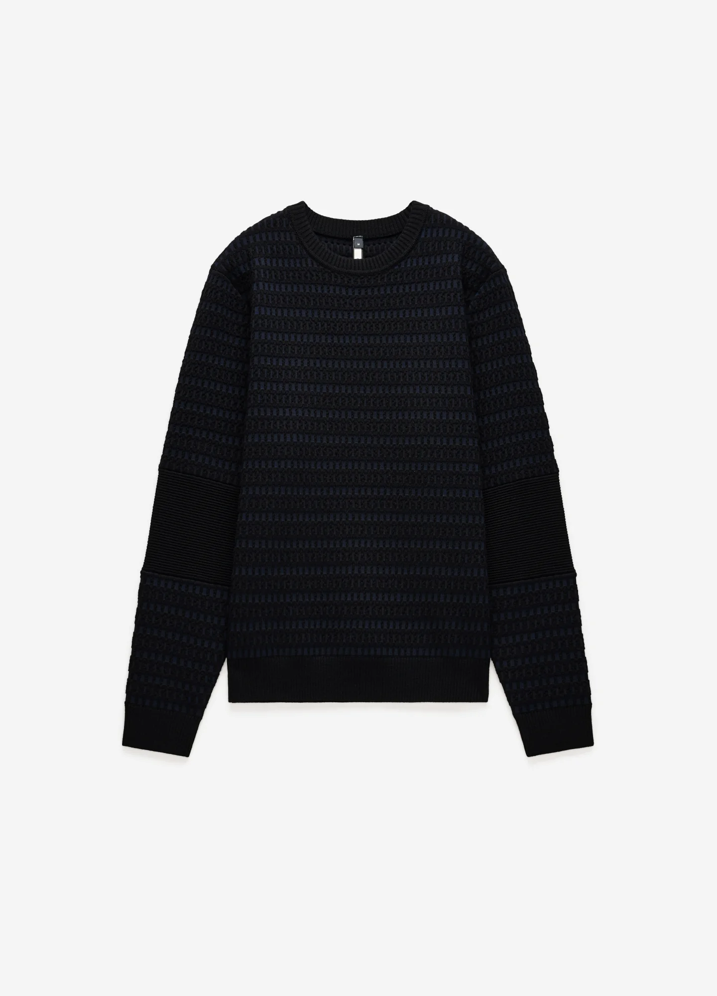 Geometric Jacquard Crew Neck Sweater Navy