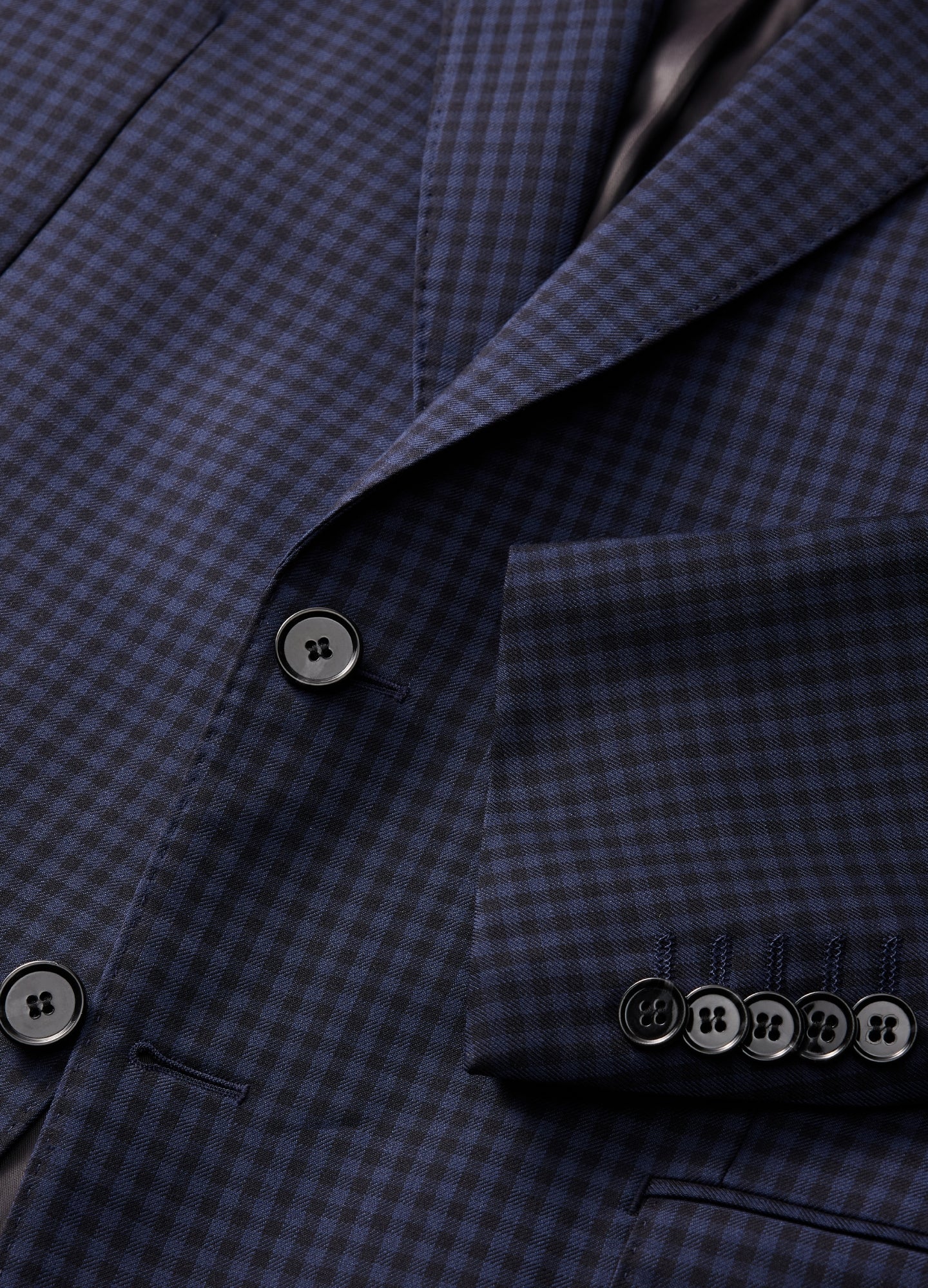 Gingham Suit Jacket Navy - Image 6