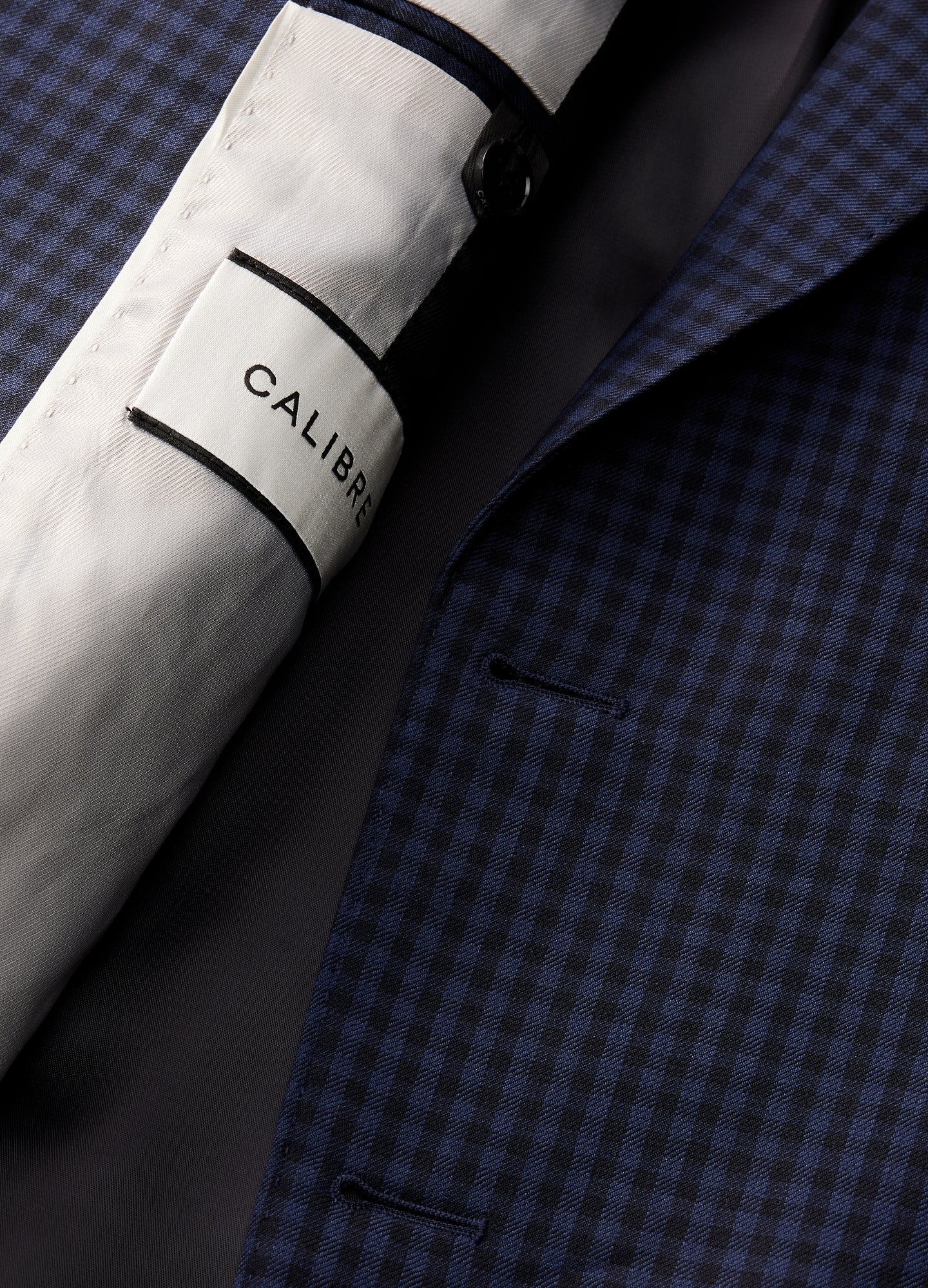 Gingham Suit Jacket Navy - Image 7