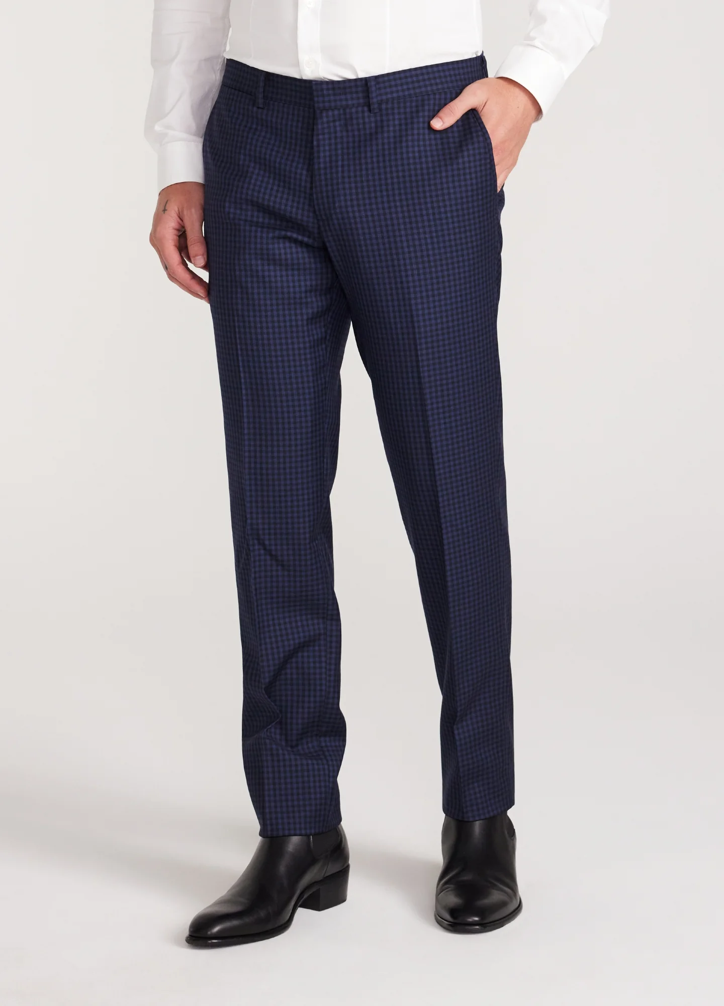 Gingham Suit Pants Navy - Image 3
