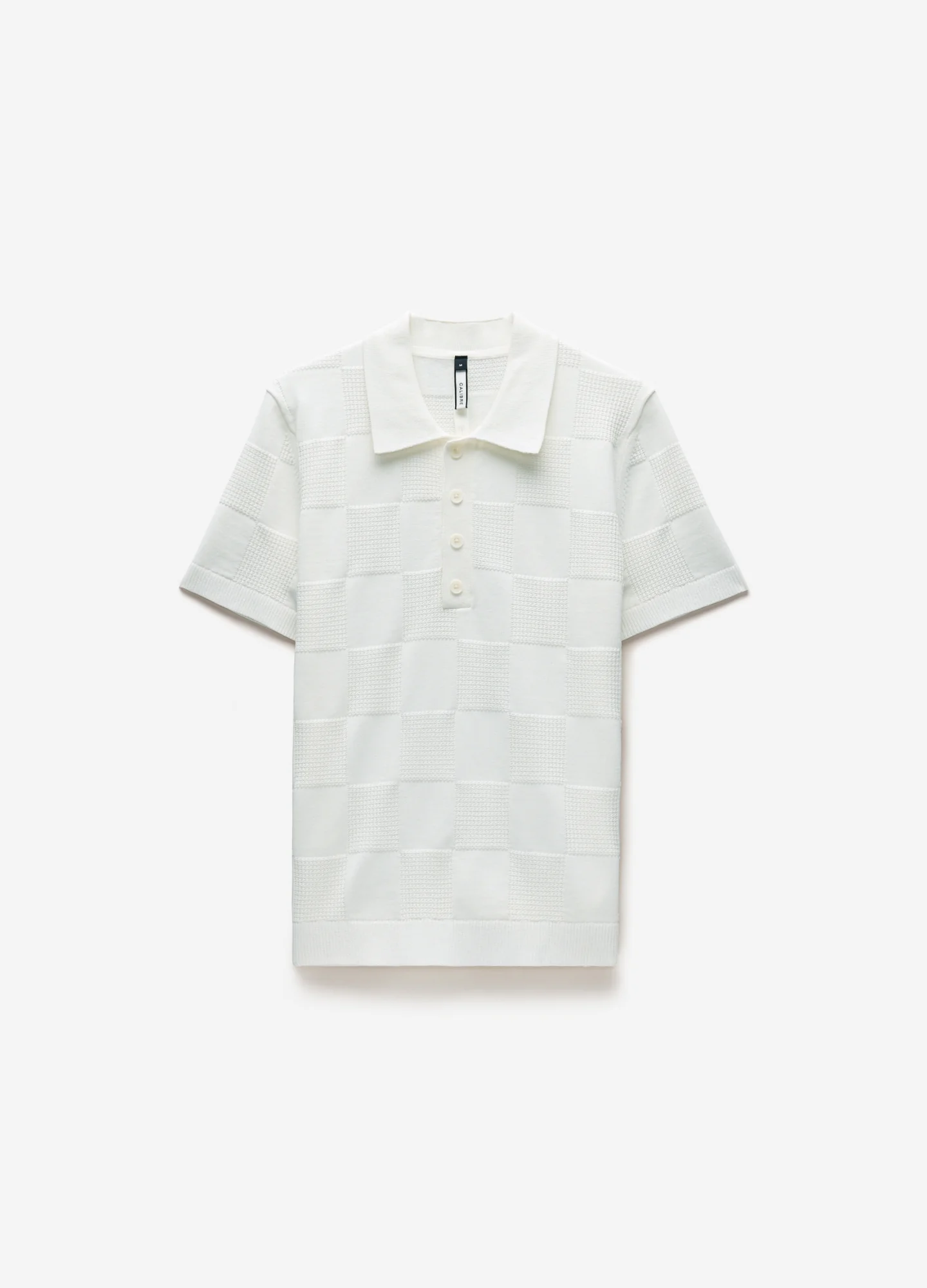 Grid Stitch Polo White