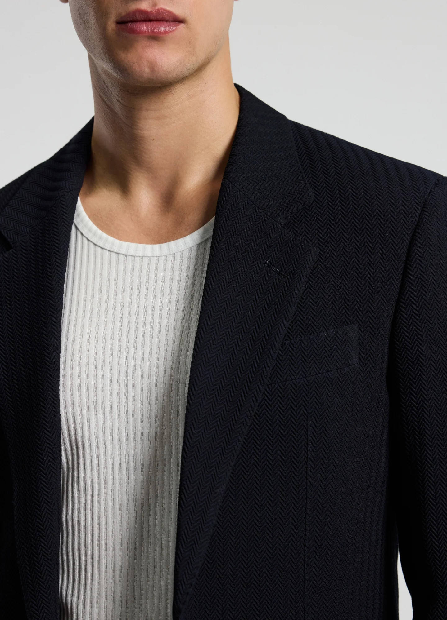Herringbone Jacquard Blazer Navy - Image 4
