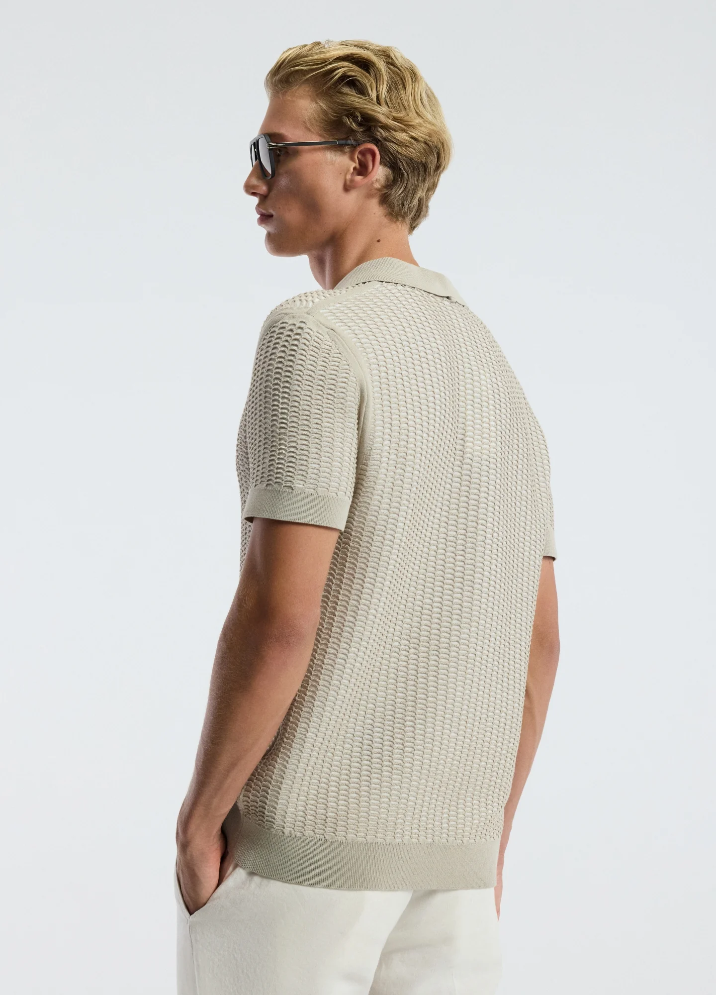 Honeycomb Knit Polo Stone - Image 5