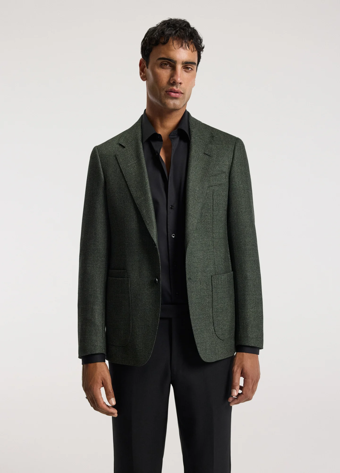 Hopsack Wool Blazer Khaki - Image 3