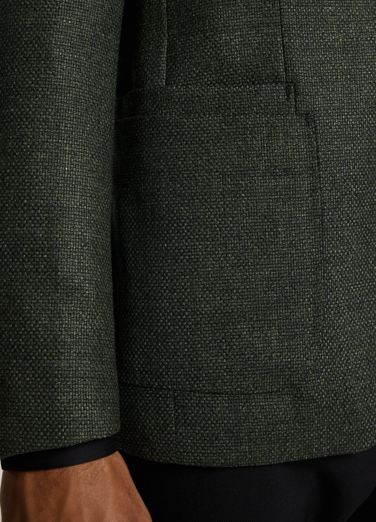 Hopsack Wool Blazer Khaki - Image 4