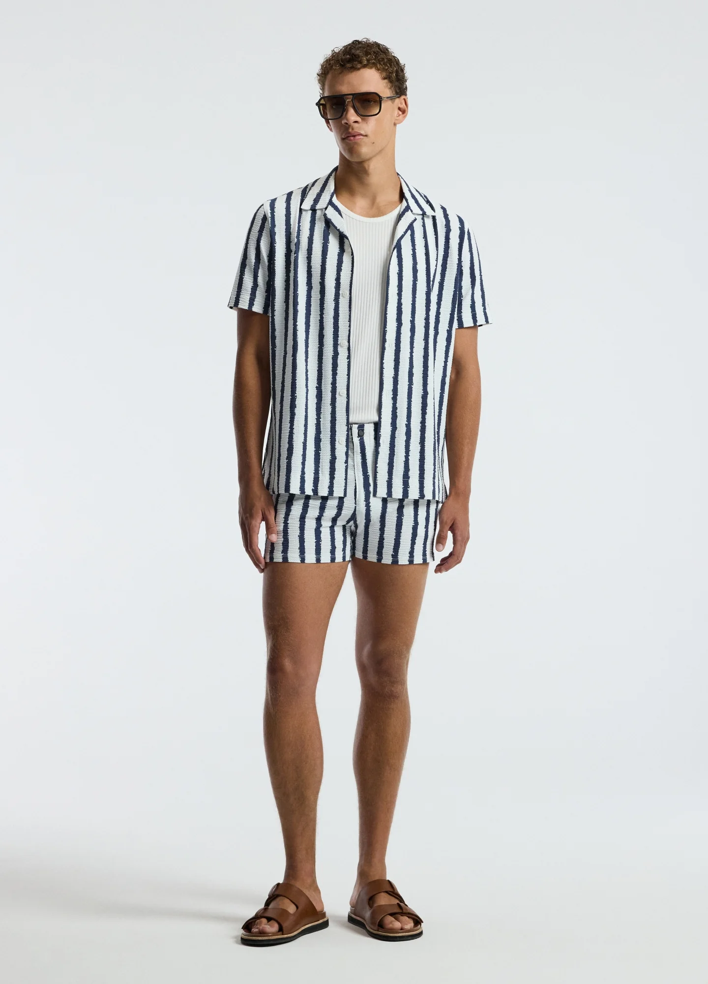 Ink Stripe Shirt White Navy - Image 2