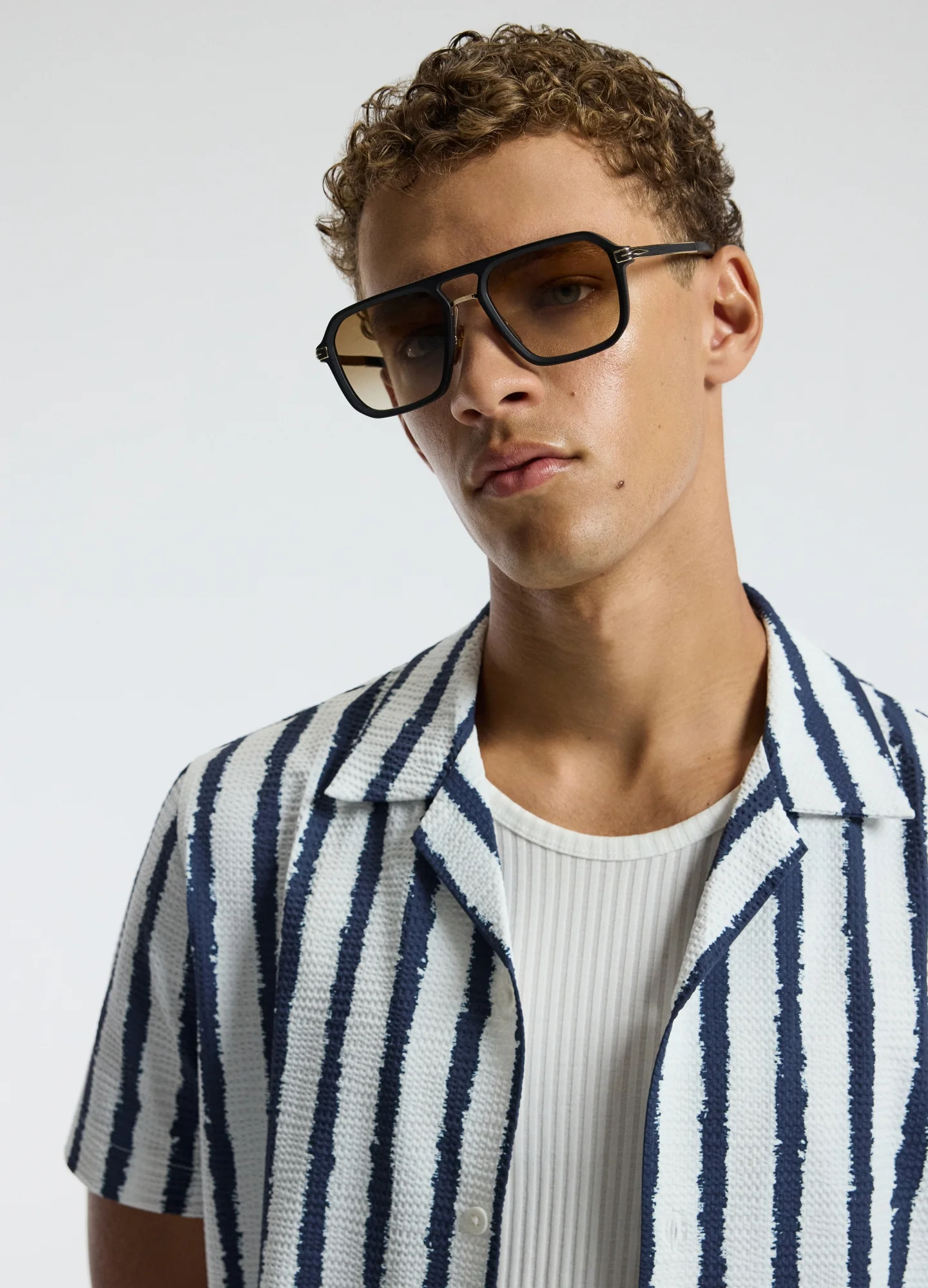 Ink Stripe Shirt White Navy - Image 4