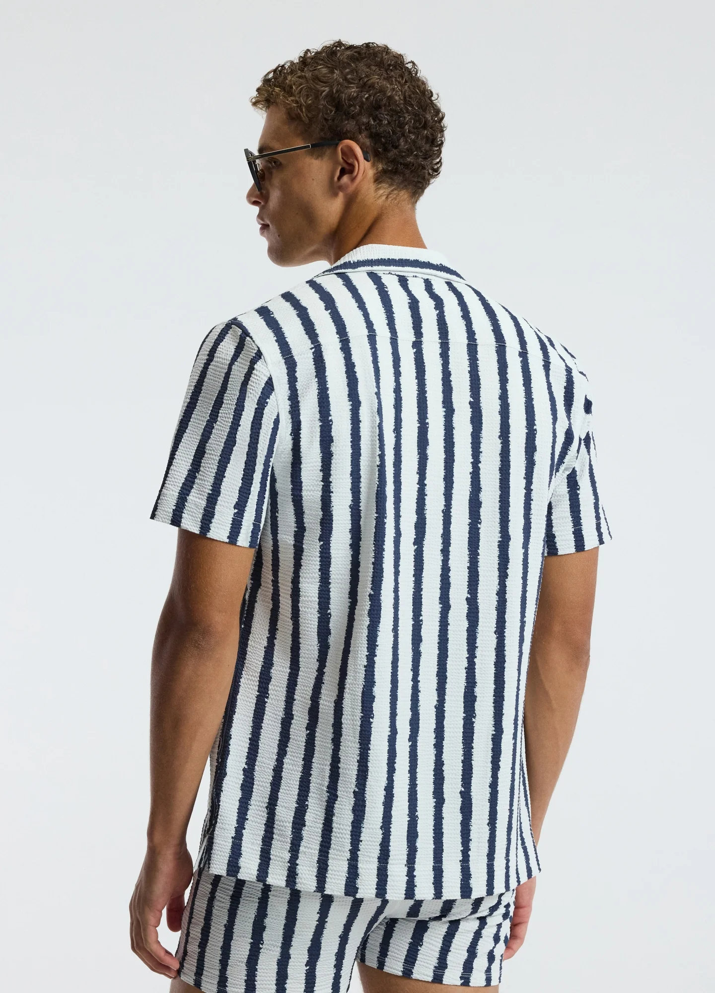 Ink Stripe Shirt White Navy - Image 5