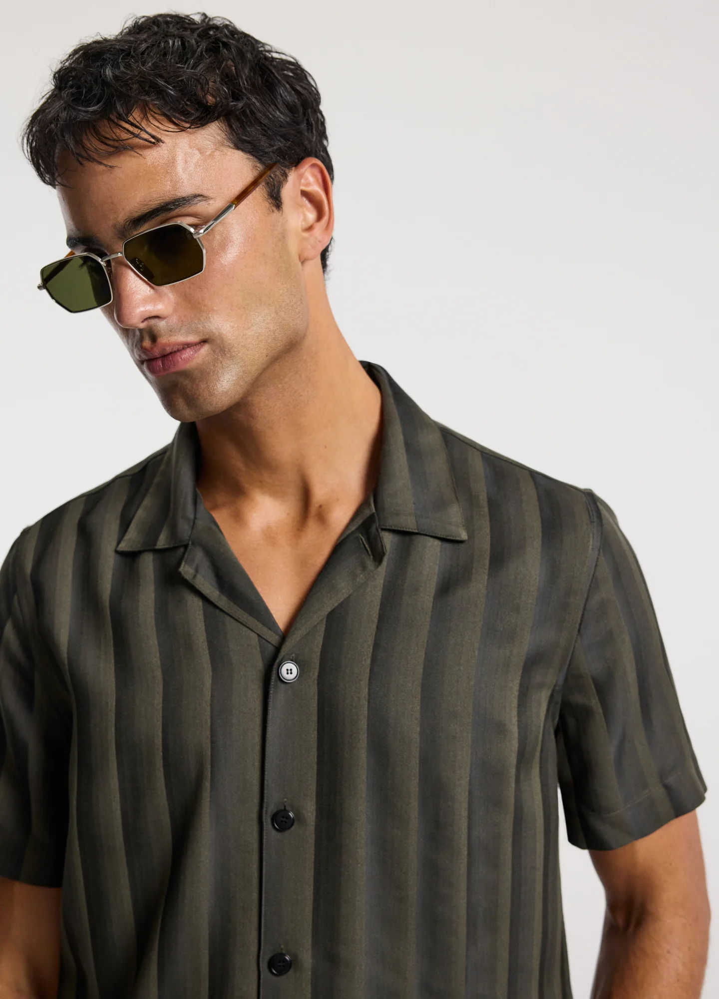 Jacquard Stripe Shirt Khaki - Image 4