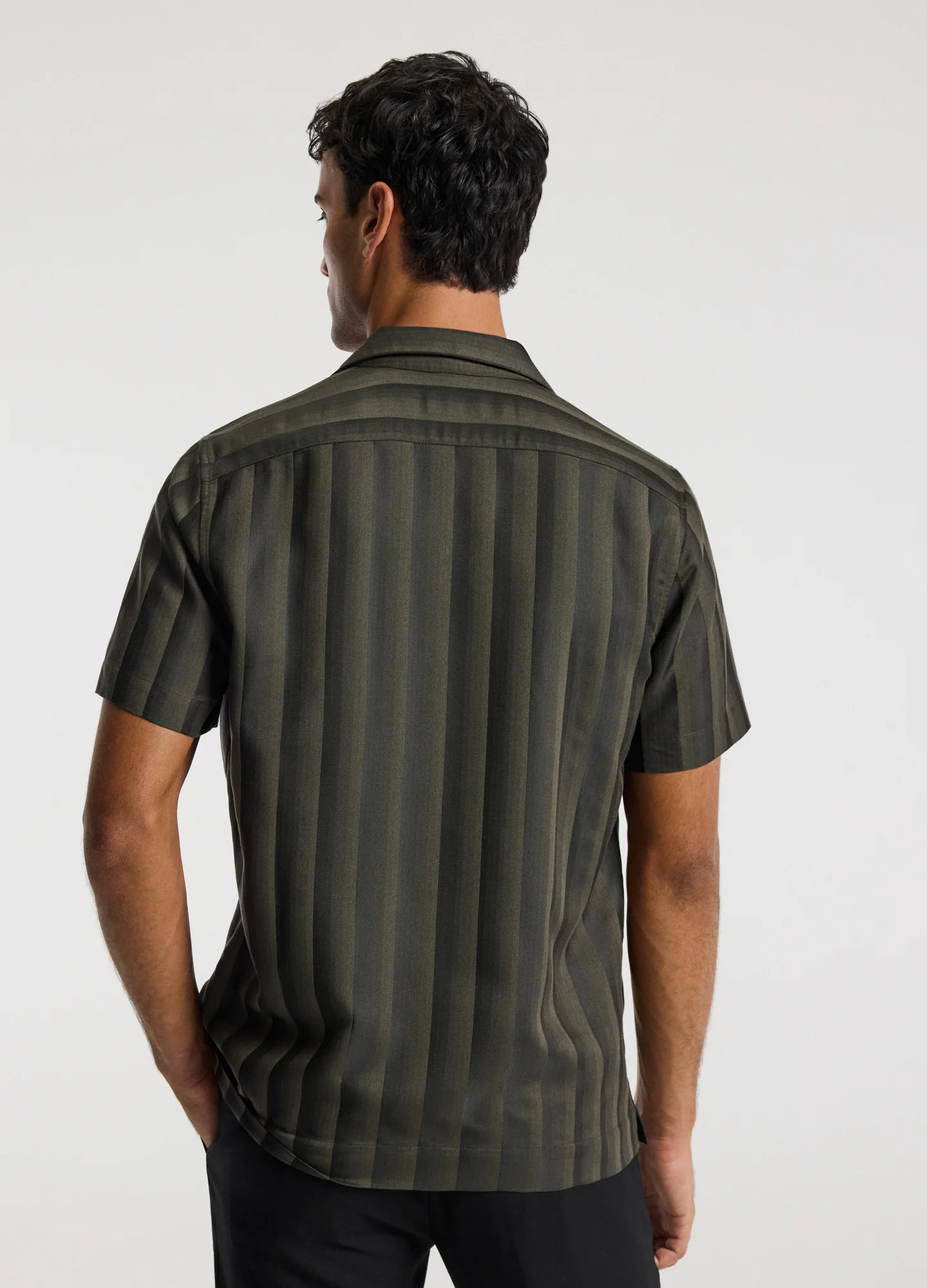 Jacquard Stripe Shirt Khaki - Image 5