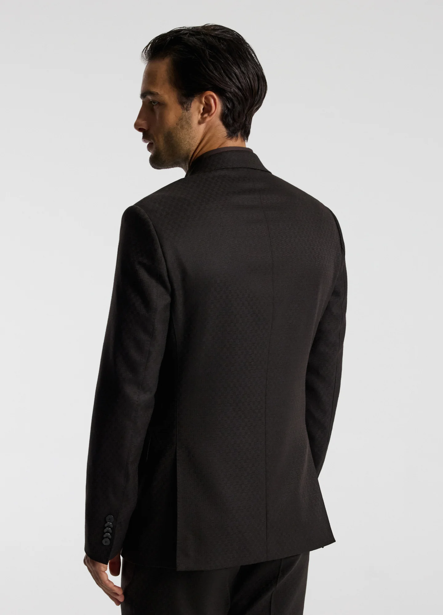 Jacquard Wool Suit Jacket Chocolate - Image 5