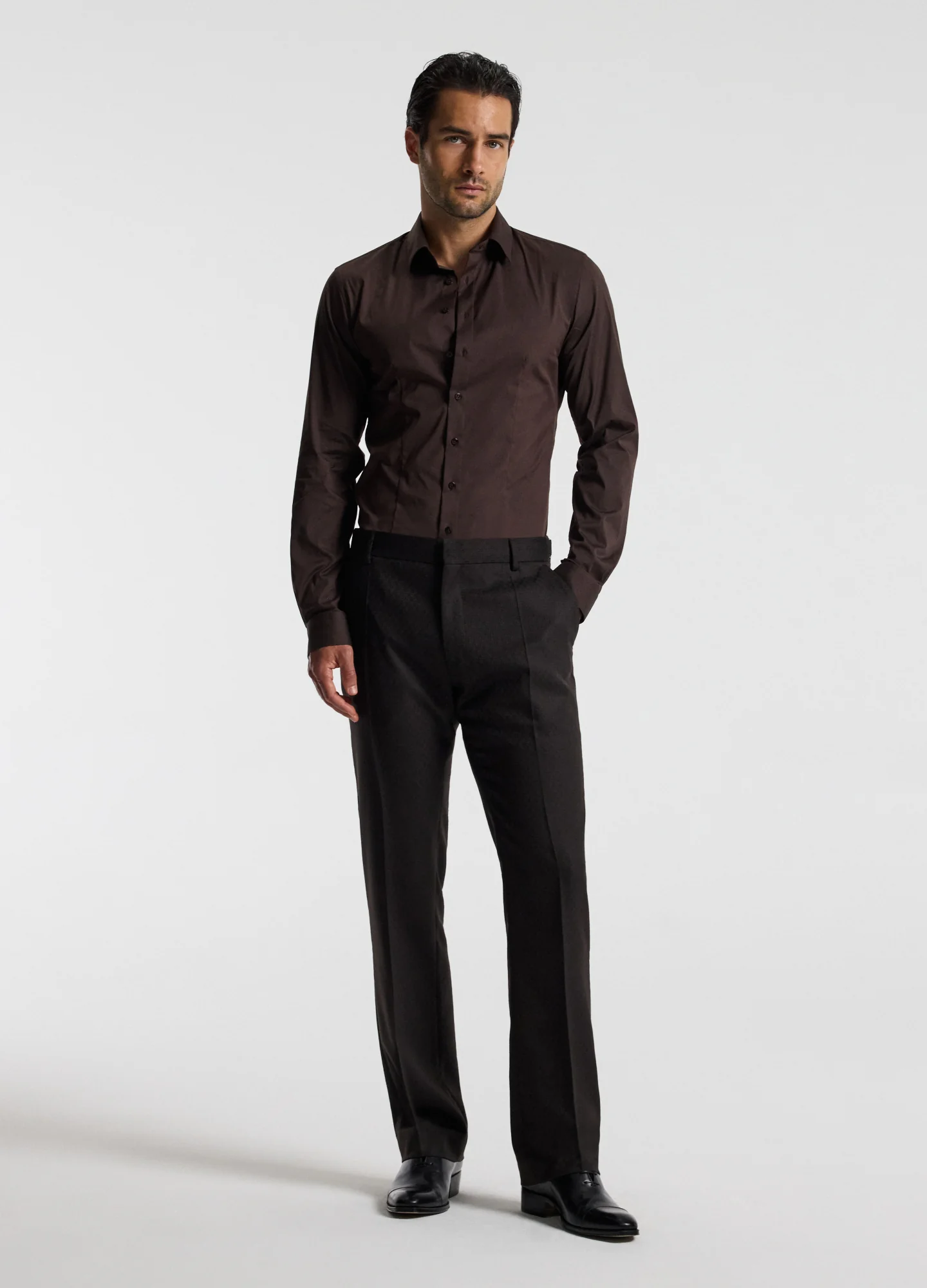 Jacquard Wool Suit Pants Chocolate - Image 2