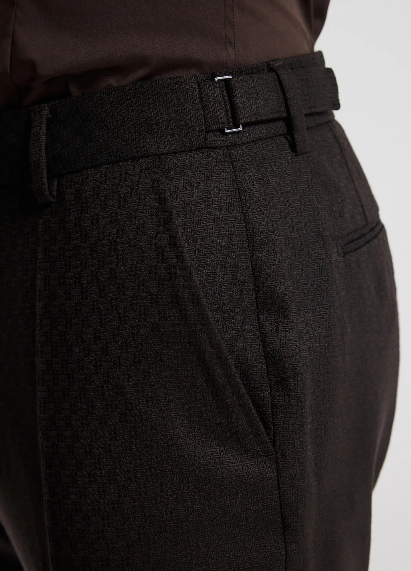 Jacquard Wool Suit Pants Chocolate - Image 4