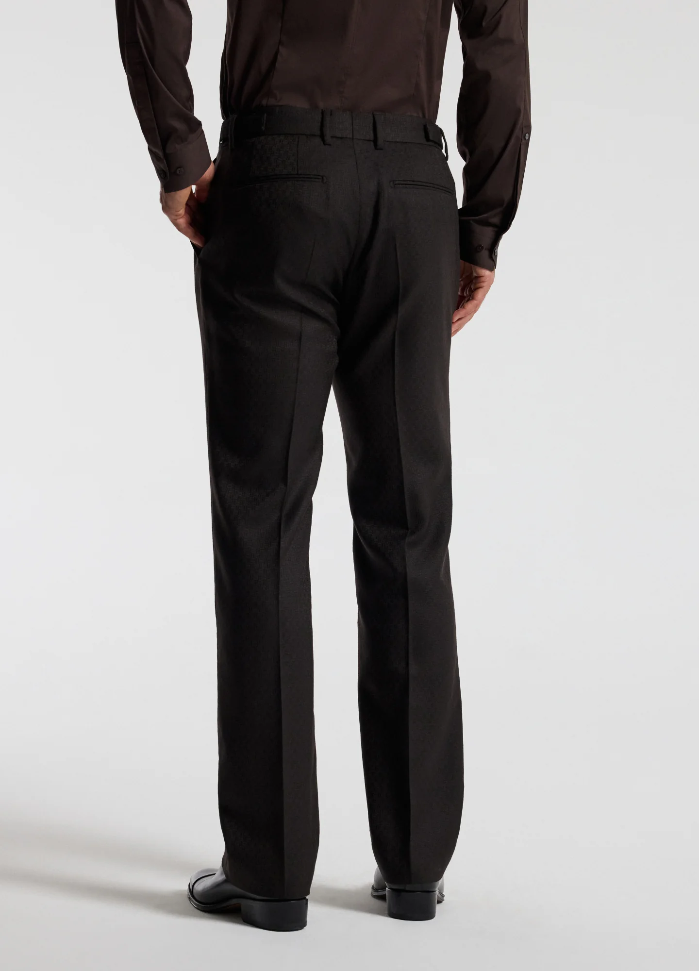 Jacquard Wool Suit Pants Chocolate - Image 5