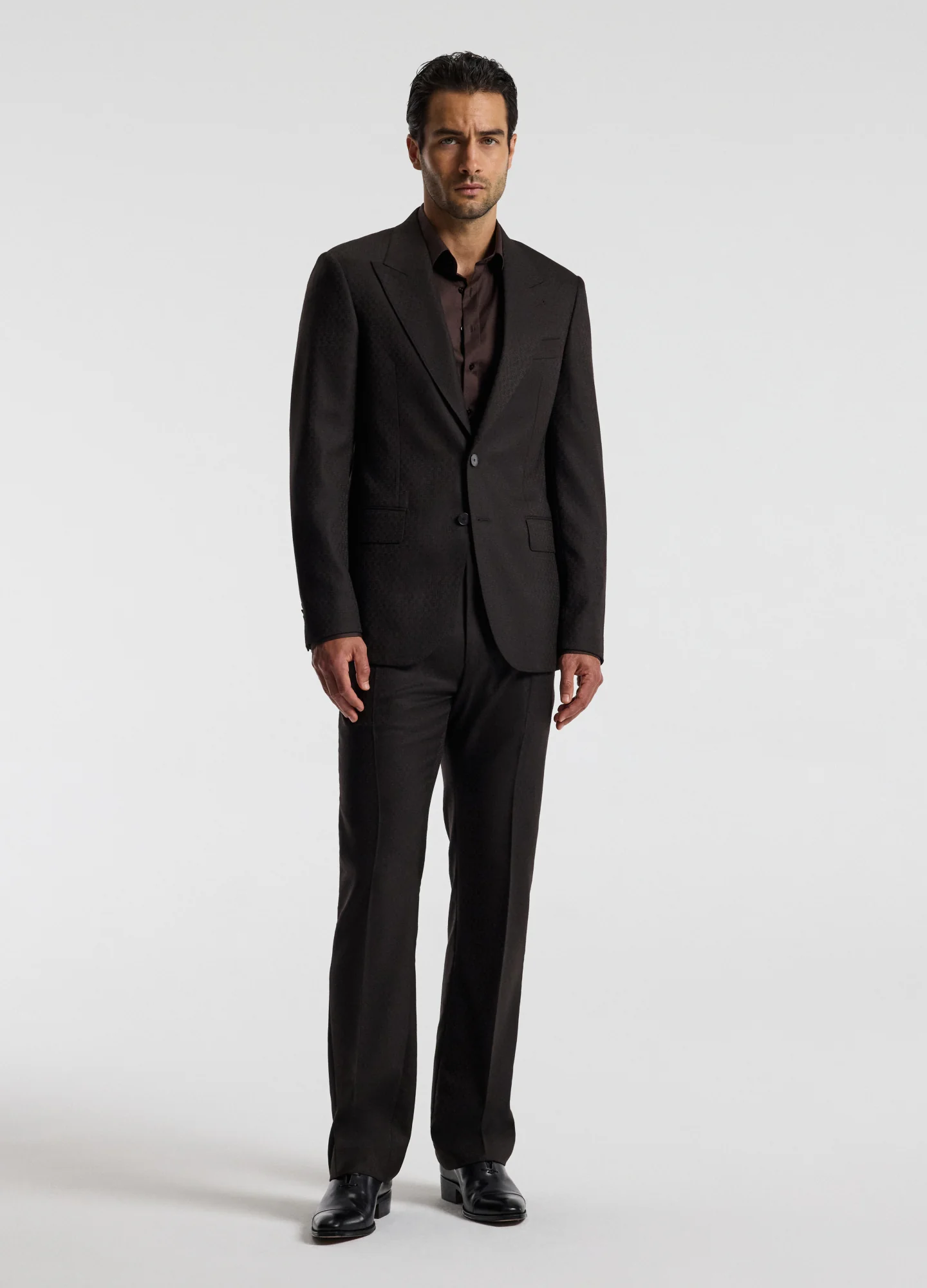 Jacquard Wool Suit Pants Chocolate - Image 6