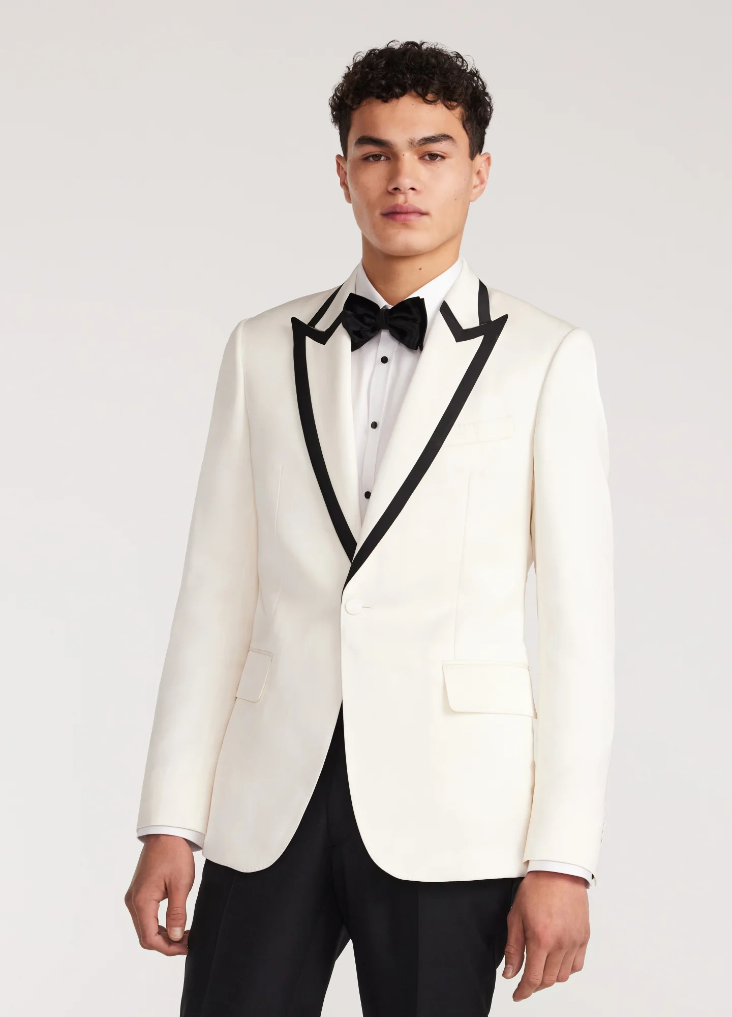 Lapel Detail Tuxedo Jacket Ivory - Image 3