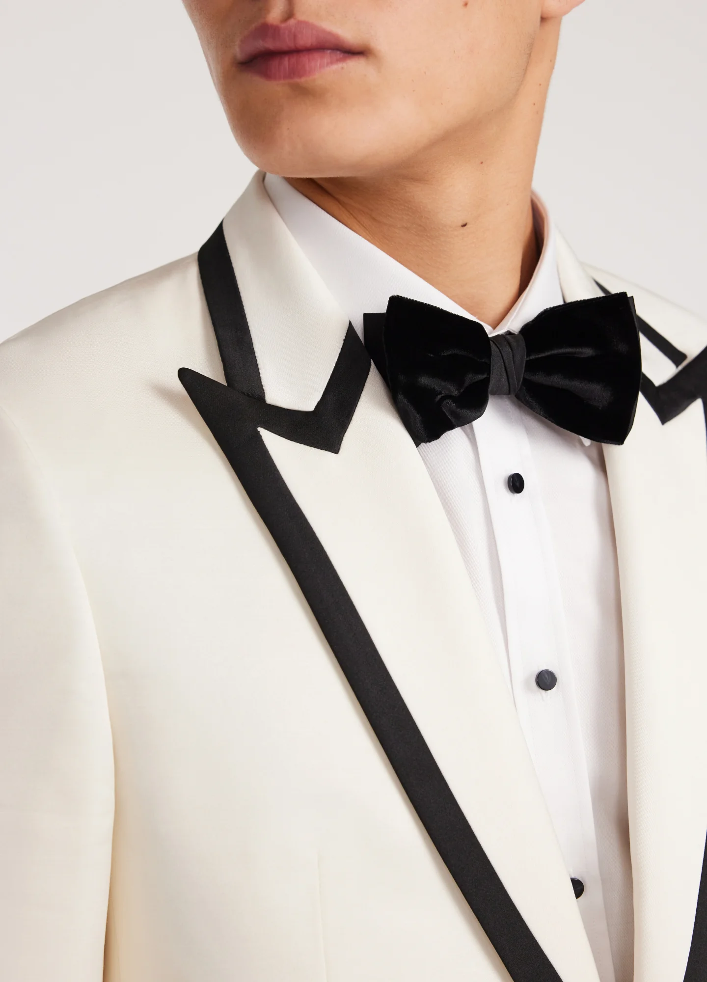 Lapel Detail Tuxedo Jacket Ivory - Image 4