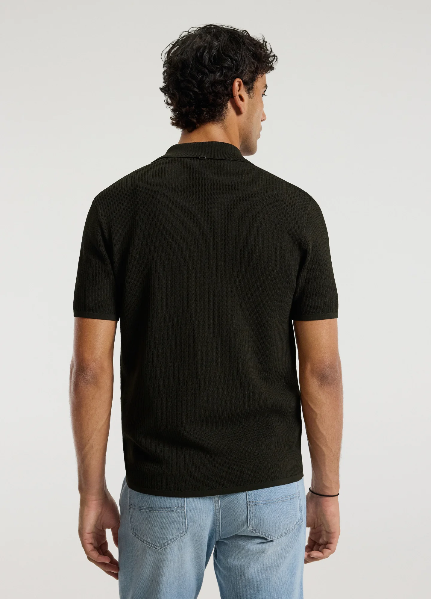 Linear Rib Knit Shirt Dark Khaki - Image 5