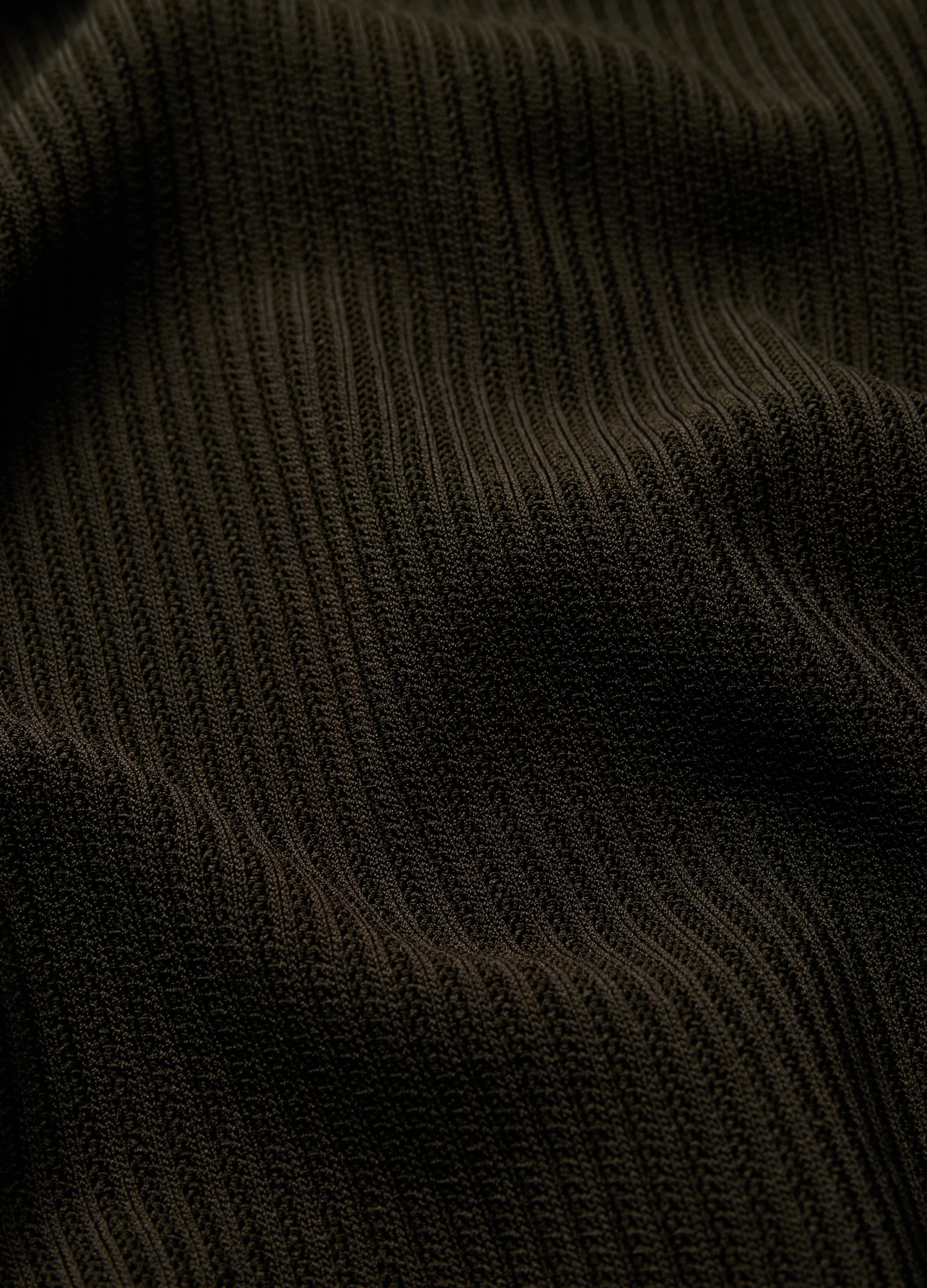 Linear Rib Knit Shirt Dark Khaki - Image 6