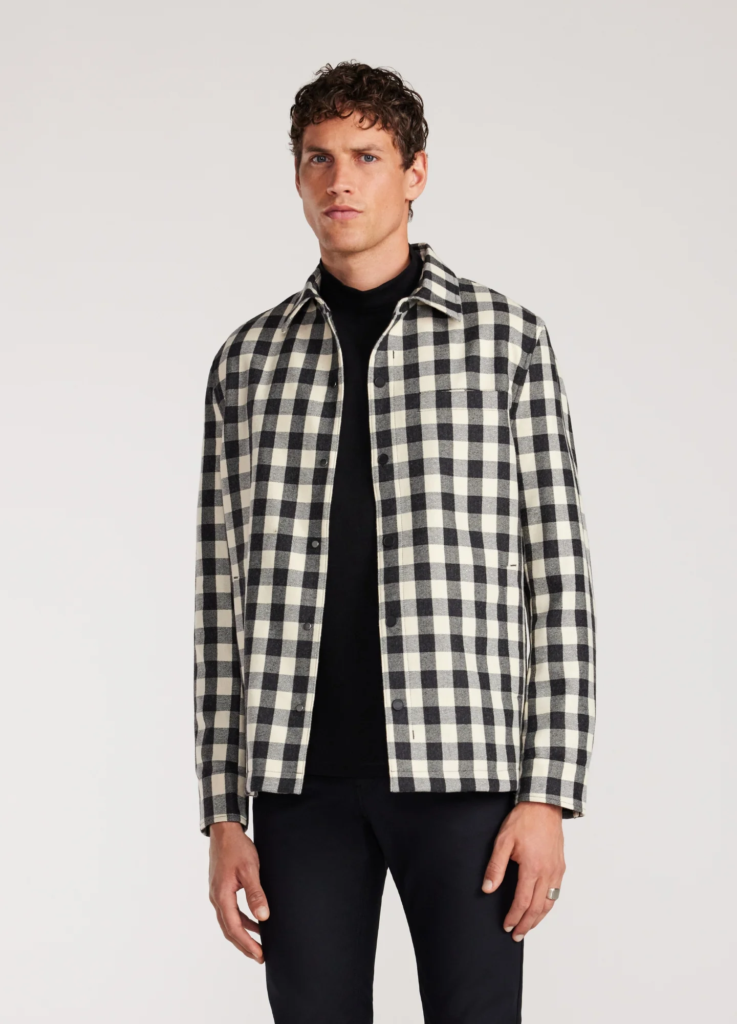 Lined Check Shirt Jacket Neutral - Image 3