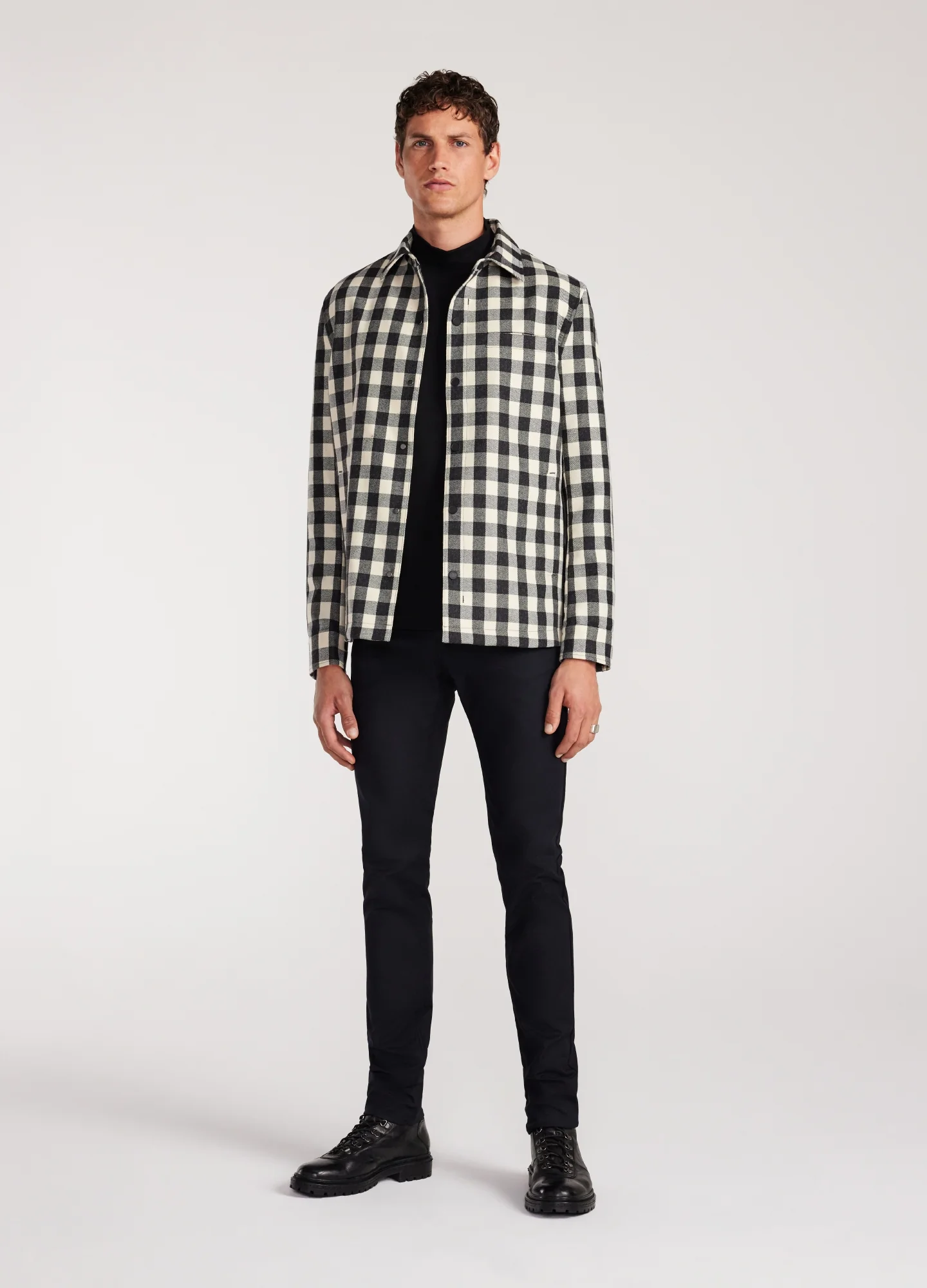 Lined Check Shirt Jacket Neutral - Image 7