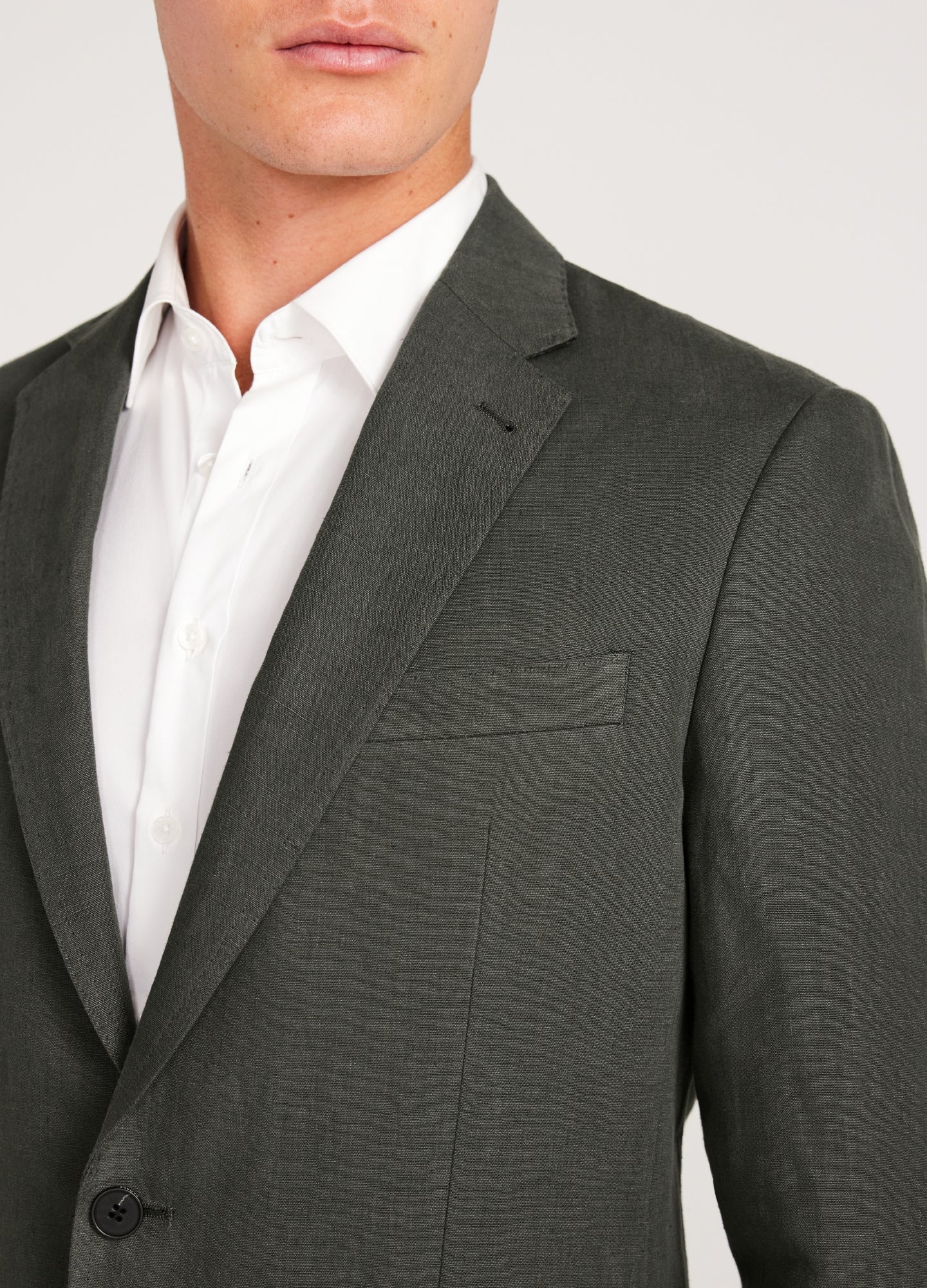 Linen Blazer Dark Khaki - Image 4