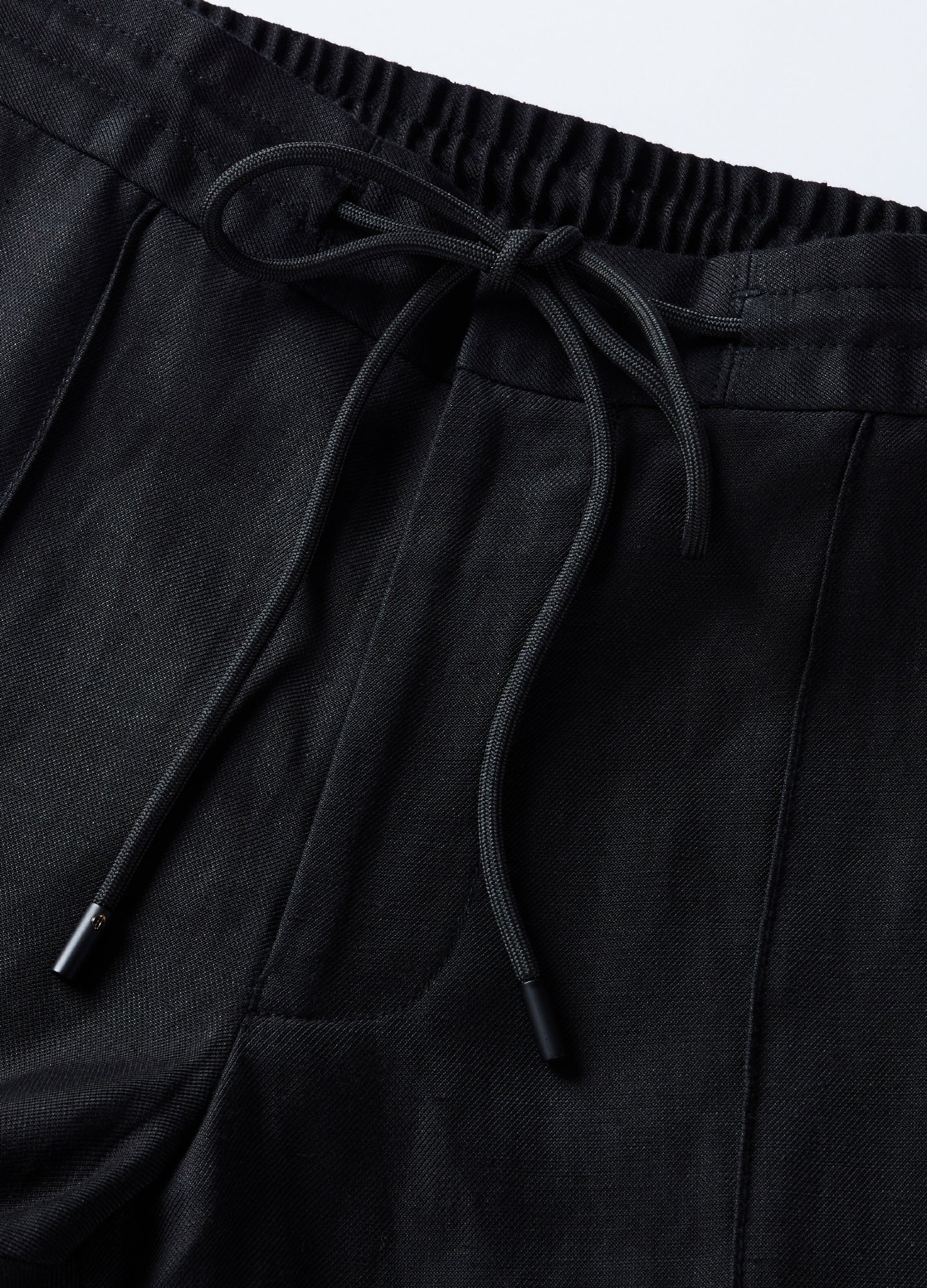 Linen Blend Drawstring Pants Black - Image 6