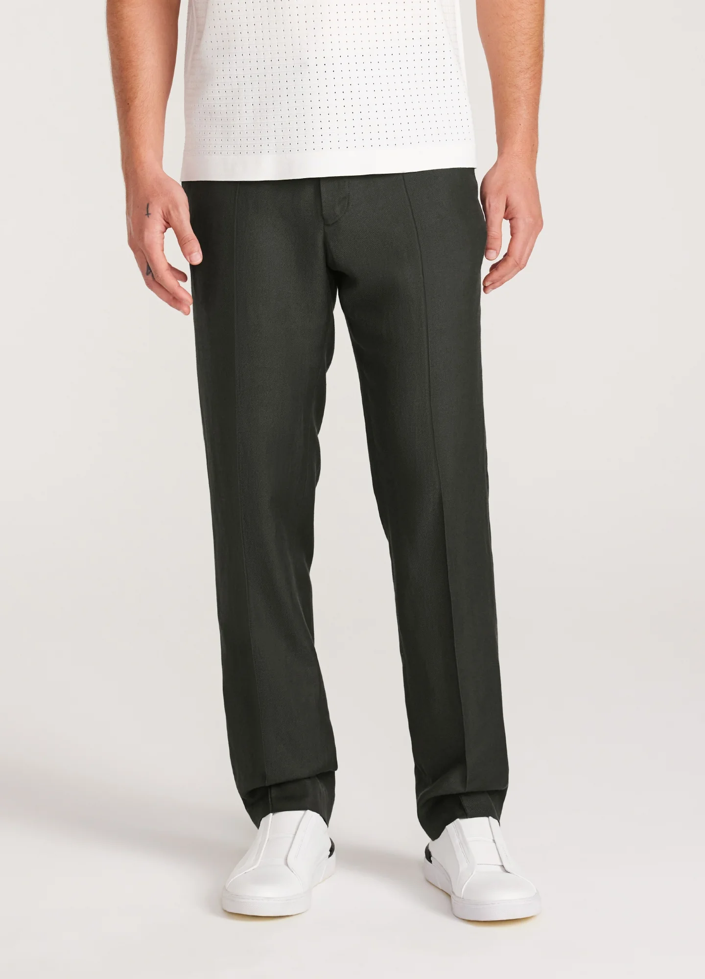 Linen Blend Drawstring Pants Pine - Image 3