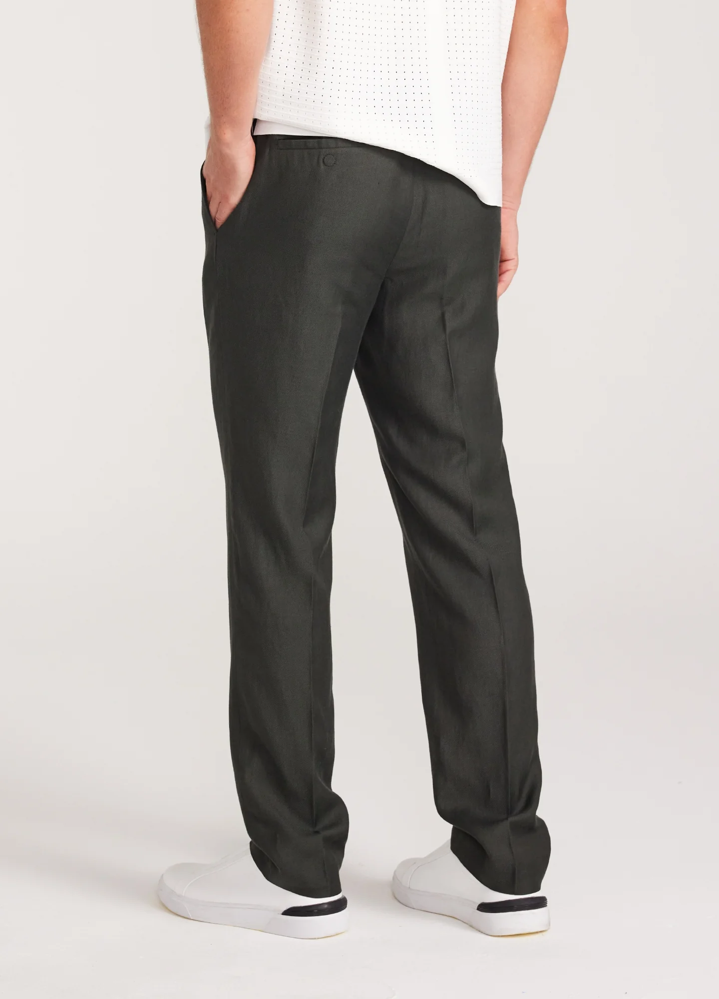 Linen Blend Drawstring Pants Pine - Image 5