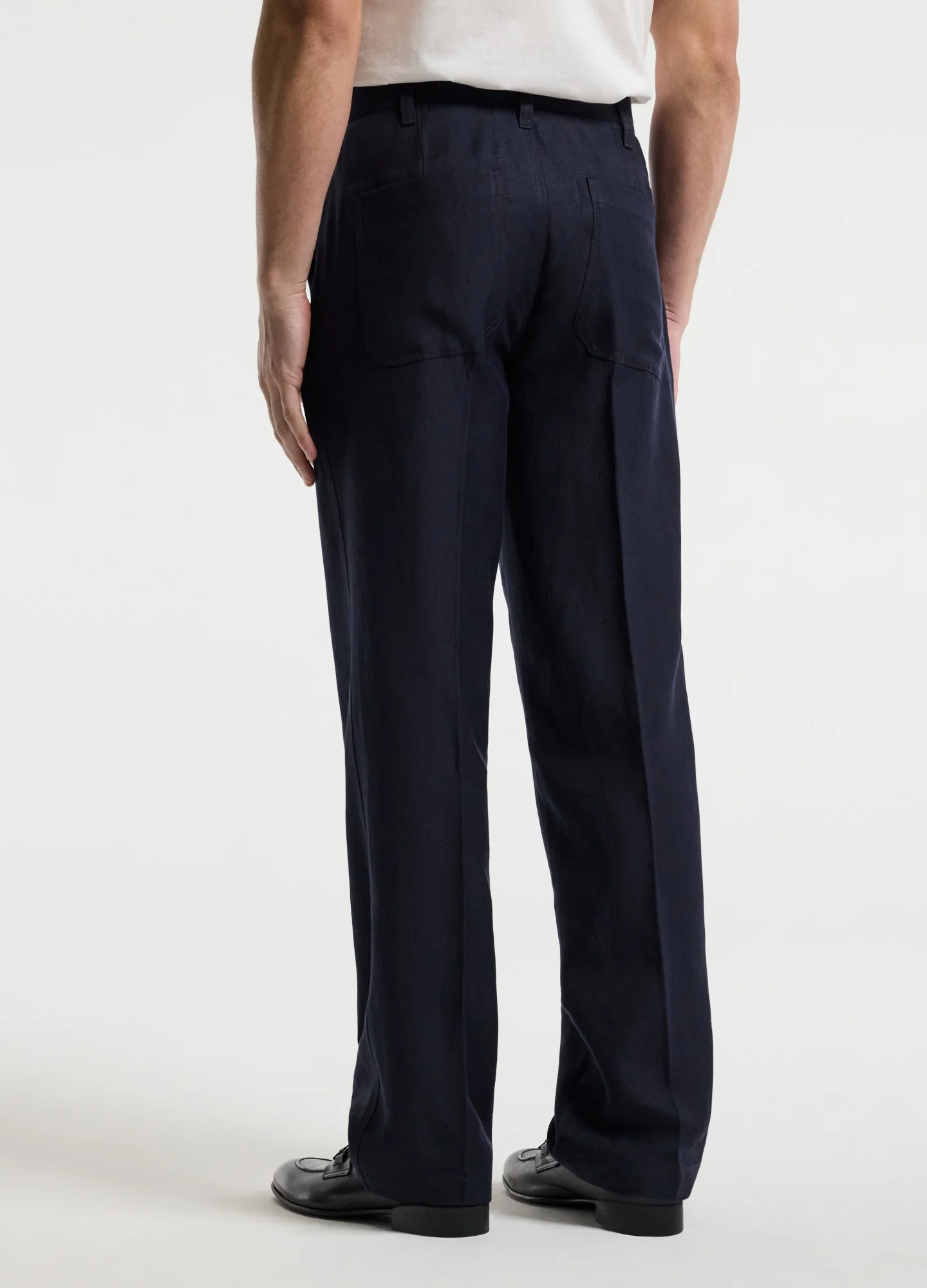 Linen Blend Loose Fit Pants Navy - Image 5