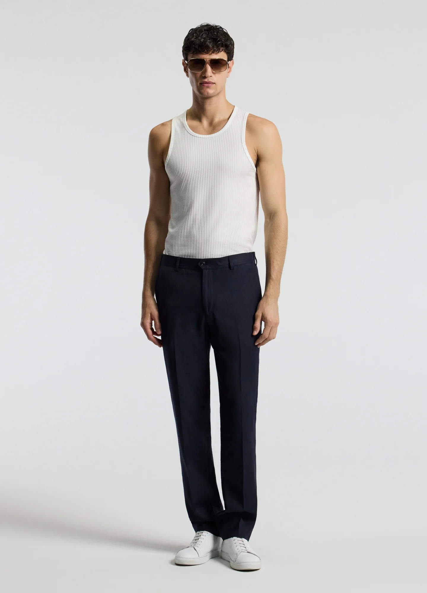 Linen Blend Pants Navy - Image 2