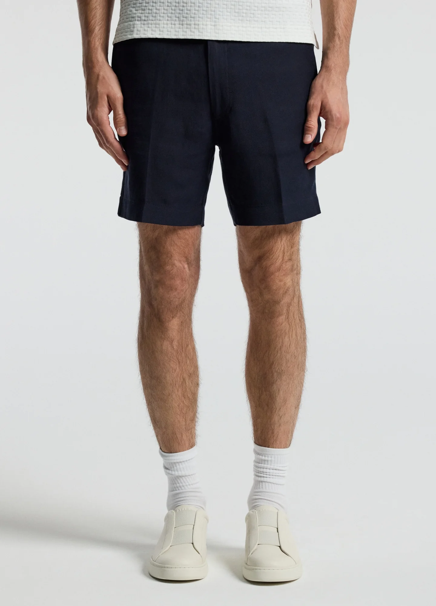 Linen Blend Shorts Navy - Image 3