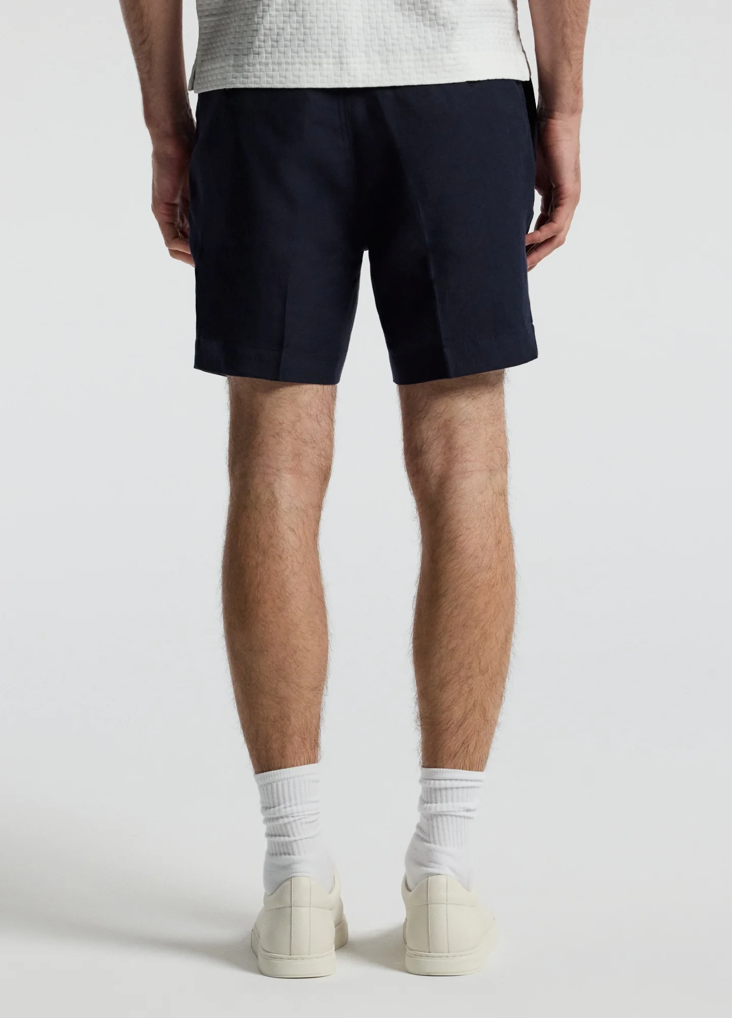 Linen Blend Shorts Navy - Image 5