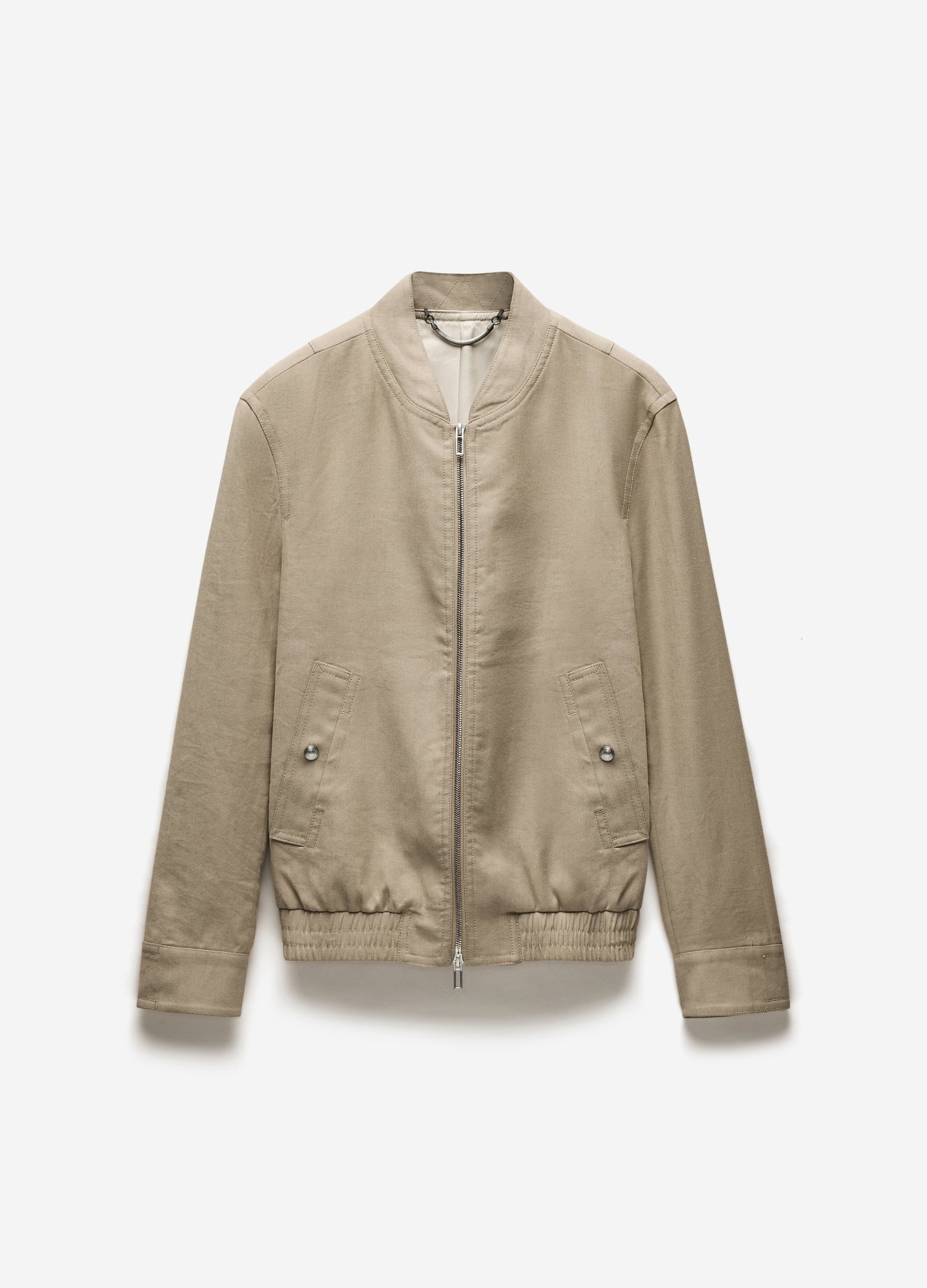 Linen Cotton Crepe Bomber Walnut