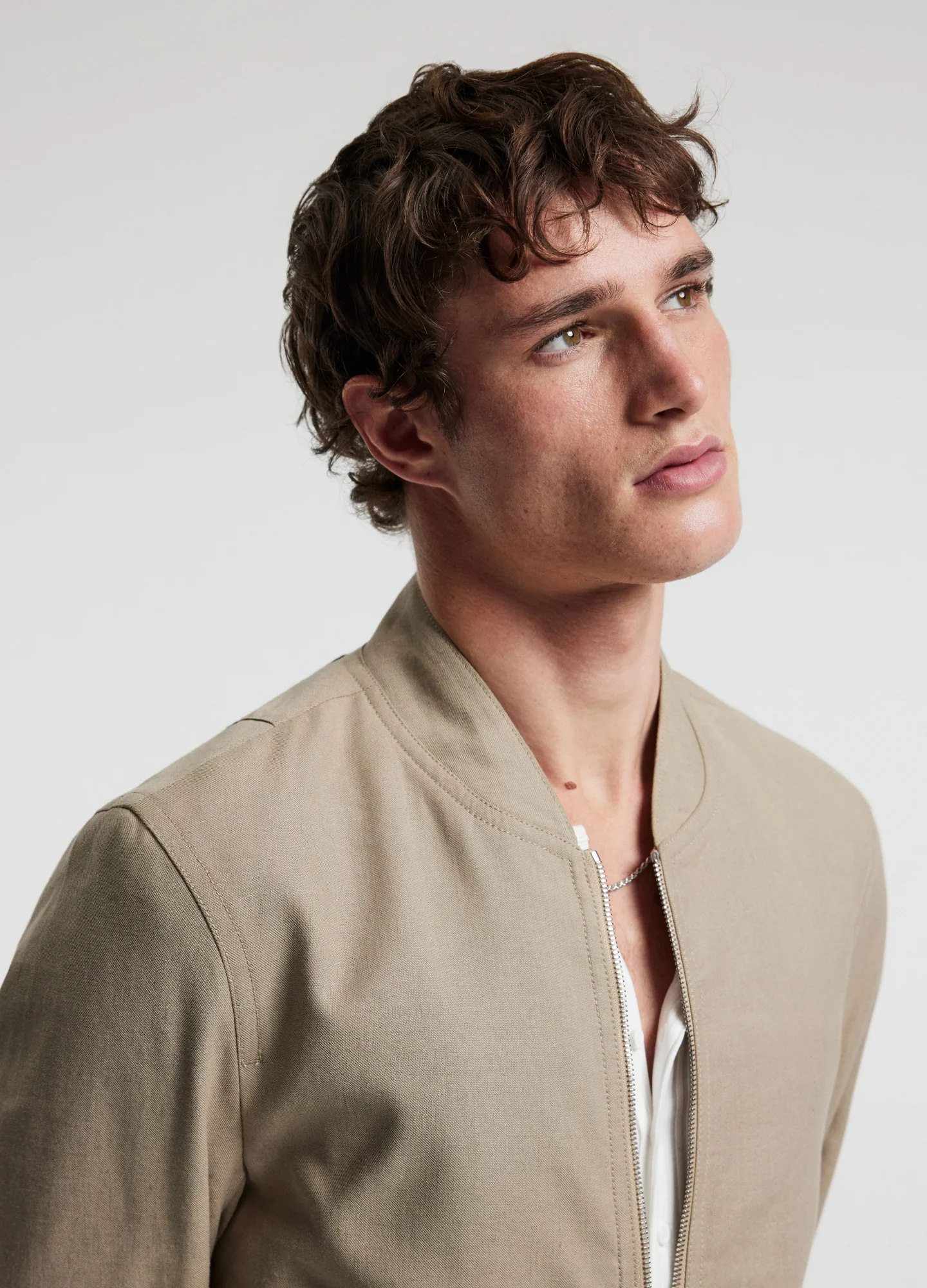 Linen Cotton Crepe Bomber Walnut - Image 4