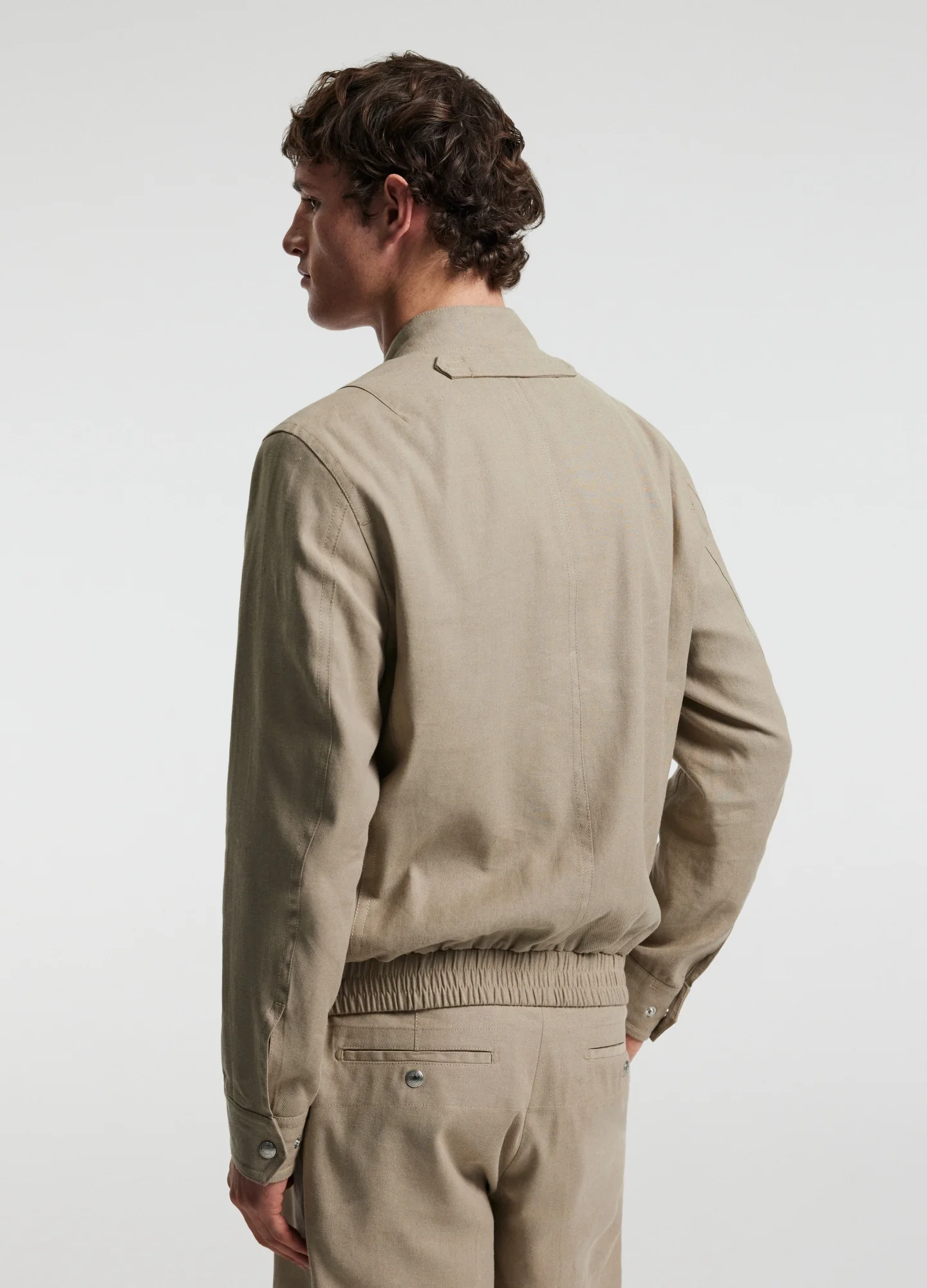 Linen Cotton Crepe Bomber Walnut - Image 5