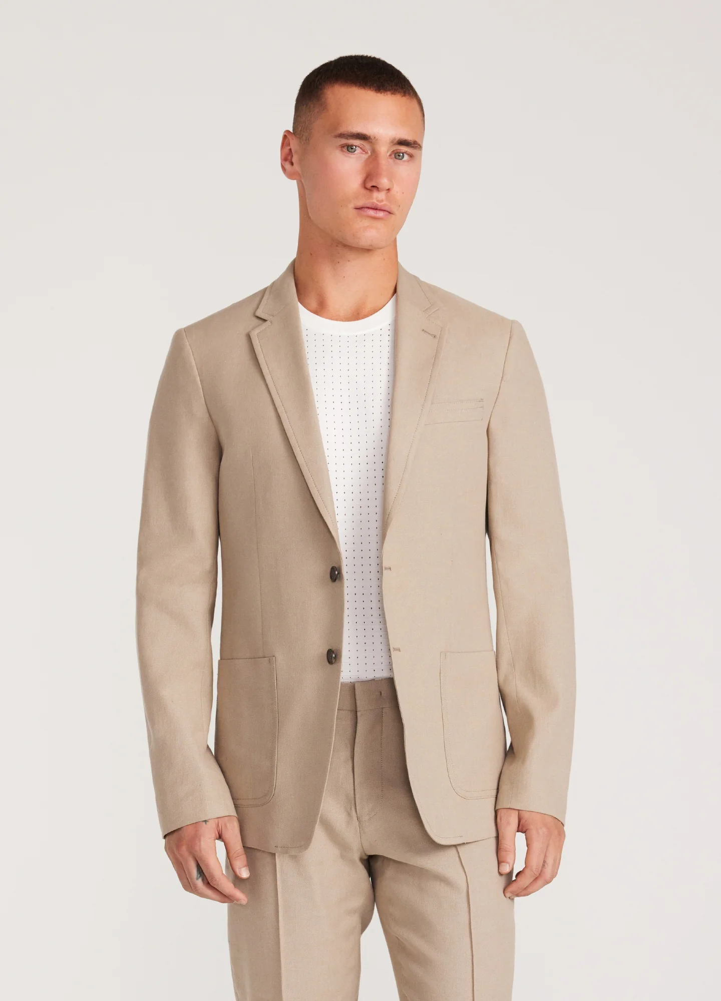 Linen Cotton Crepe Suit Jacket Walnut - Image 3