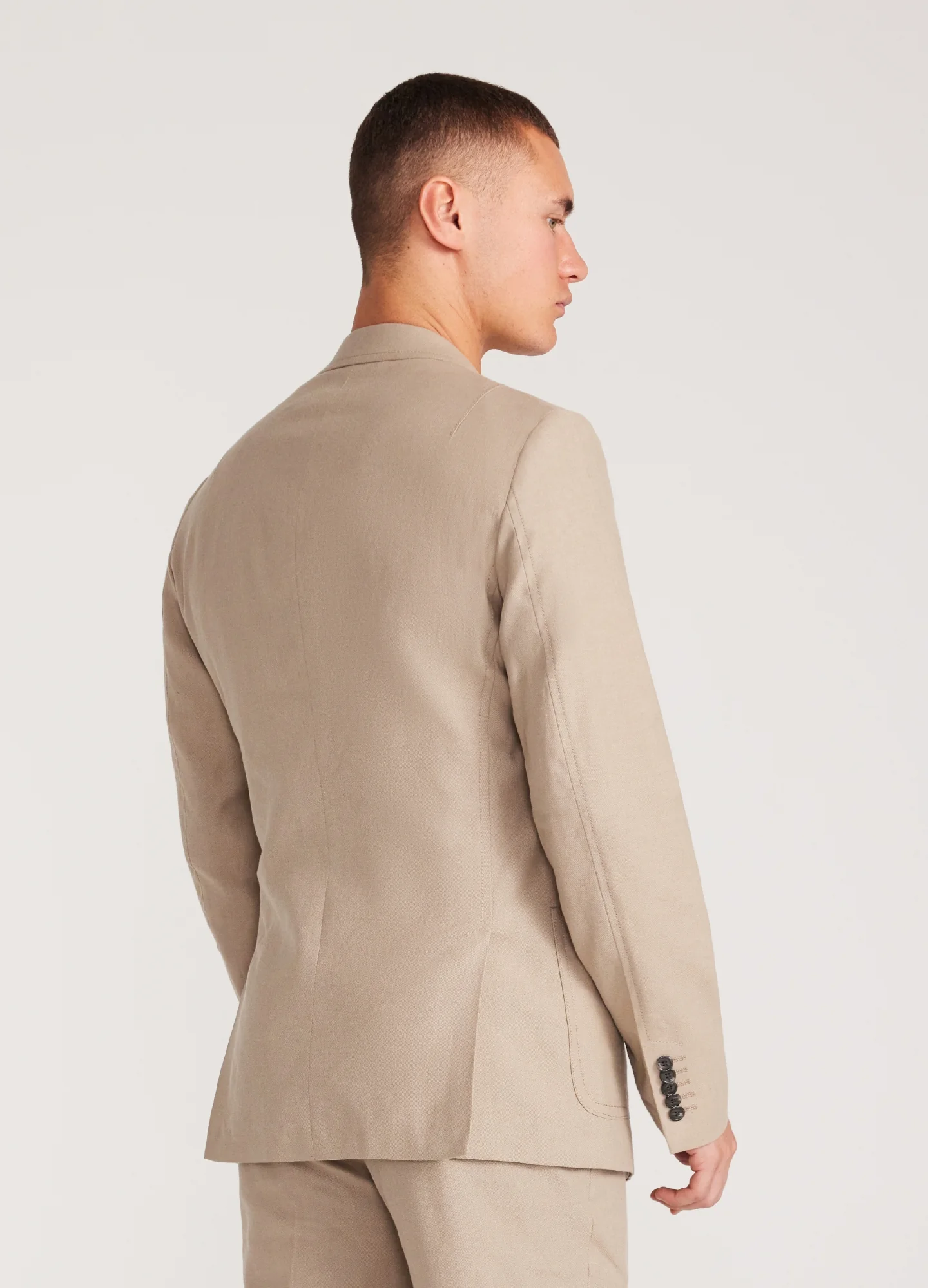 Linen Cotton Crepe Suit Jacket Walnut - Image 5