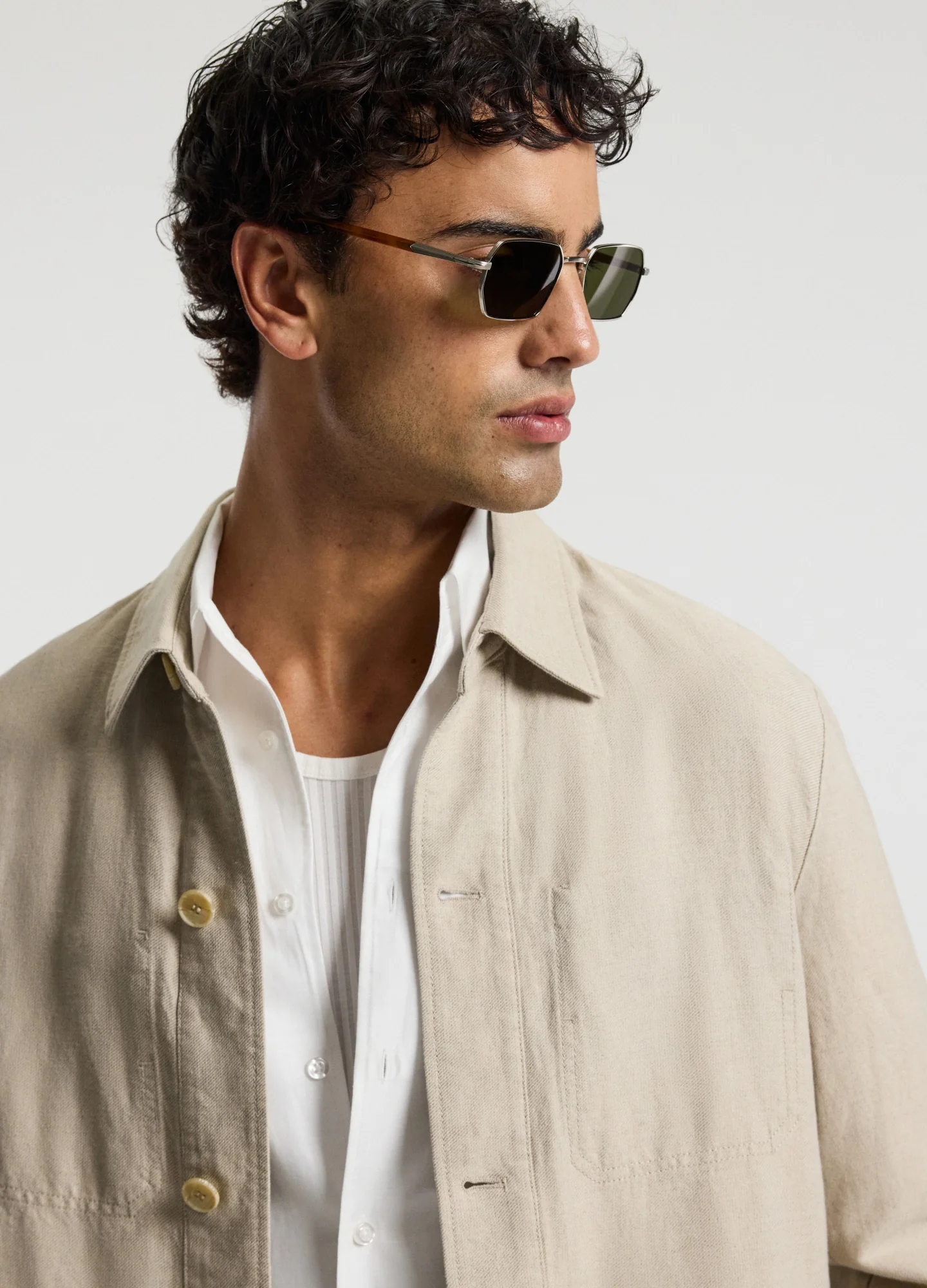 Linen Cotton Twill Shirt Jacket Natural - Image 4