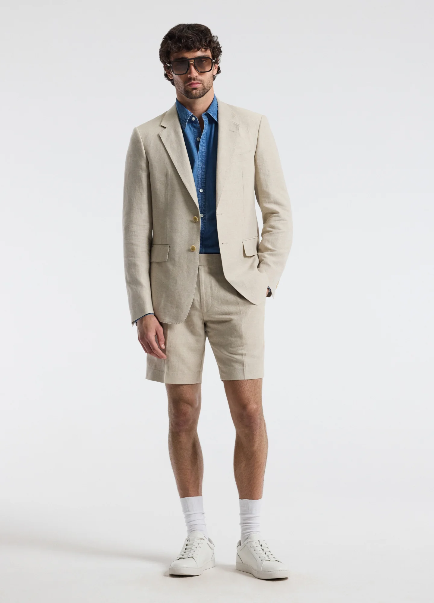 Linen Cotton Twill Shorts Natural - Image 2
