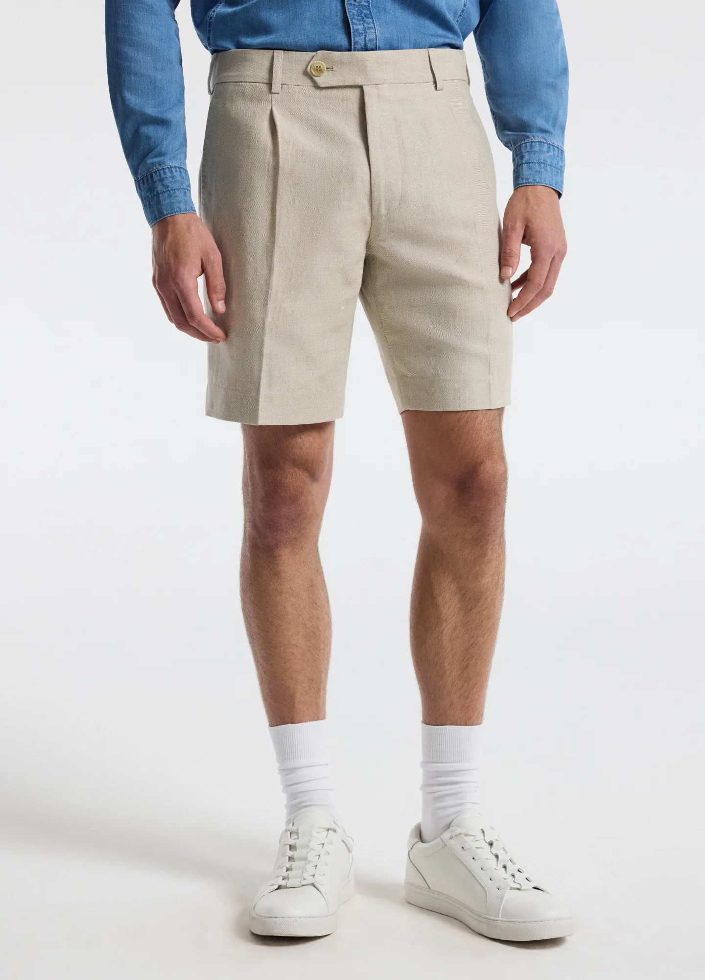Linen Cotton Twill Shorts Natural - Image 3