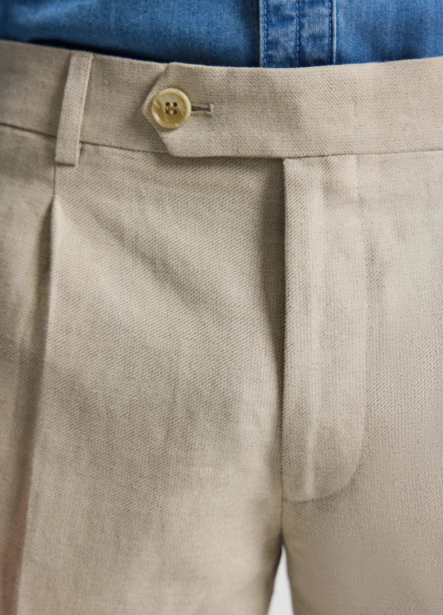 Linen Cotton Twill Shorts Natural - Image 4